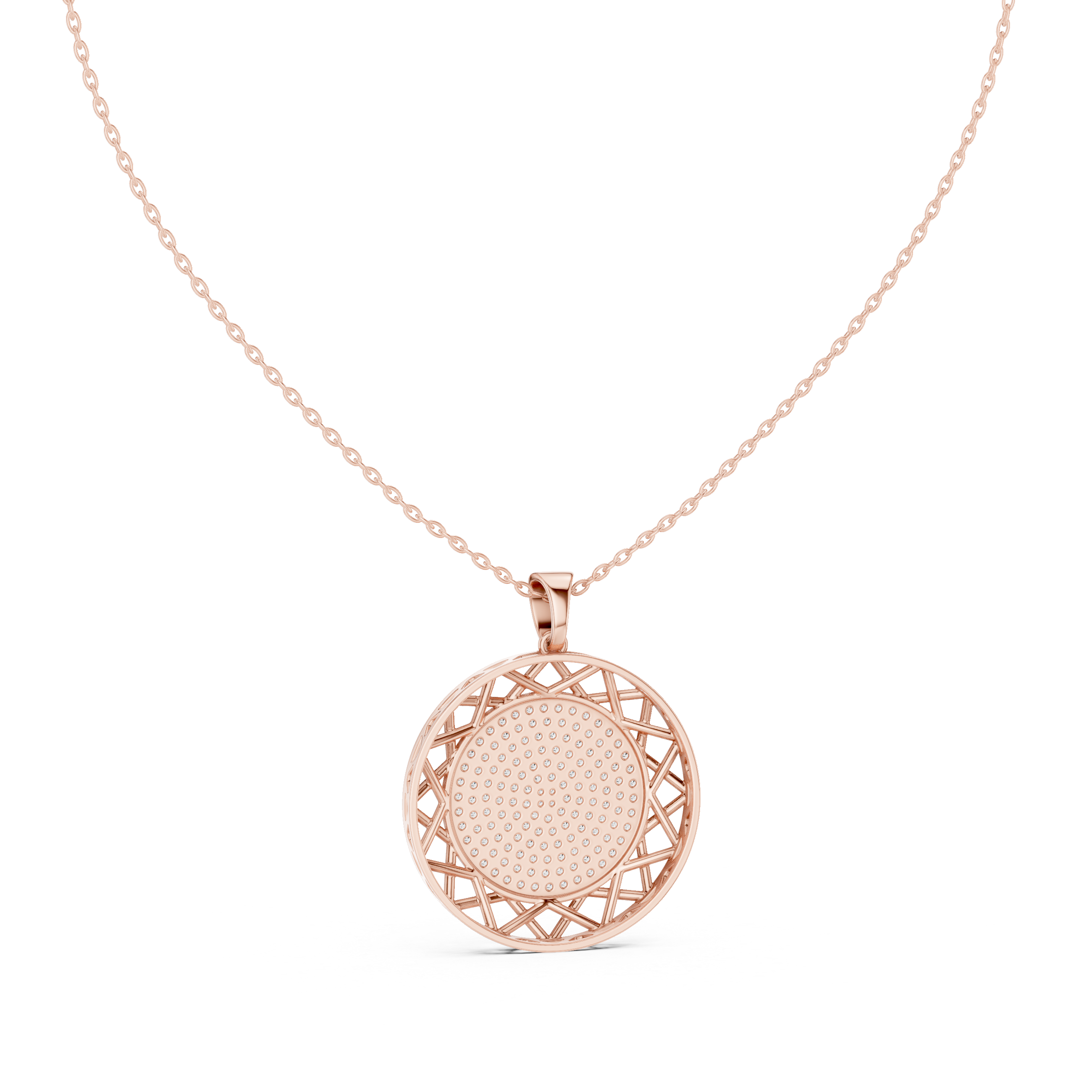 Geometric Openwork Diamond Pendant | 14K & 18K Gold | IGI Certified