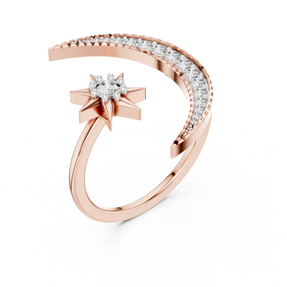 Lab-Grown Diamond Open Rose Gold Ring | IGI Certified | Kiashaa Jewellery