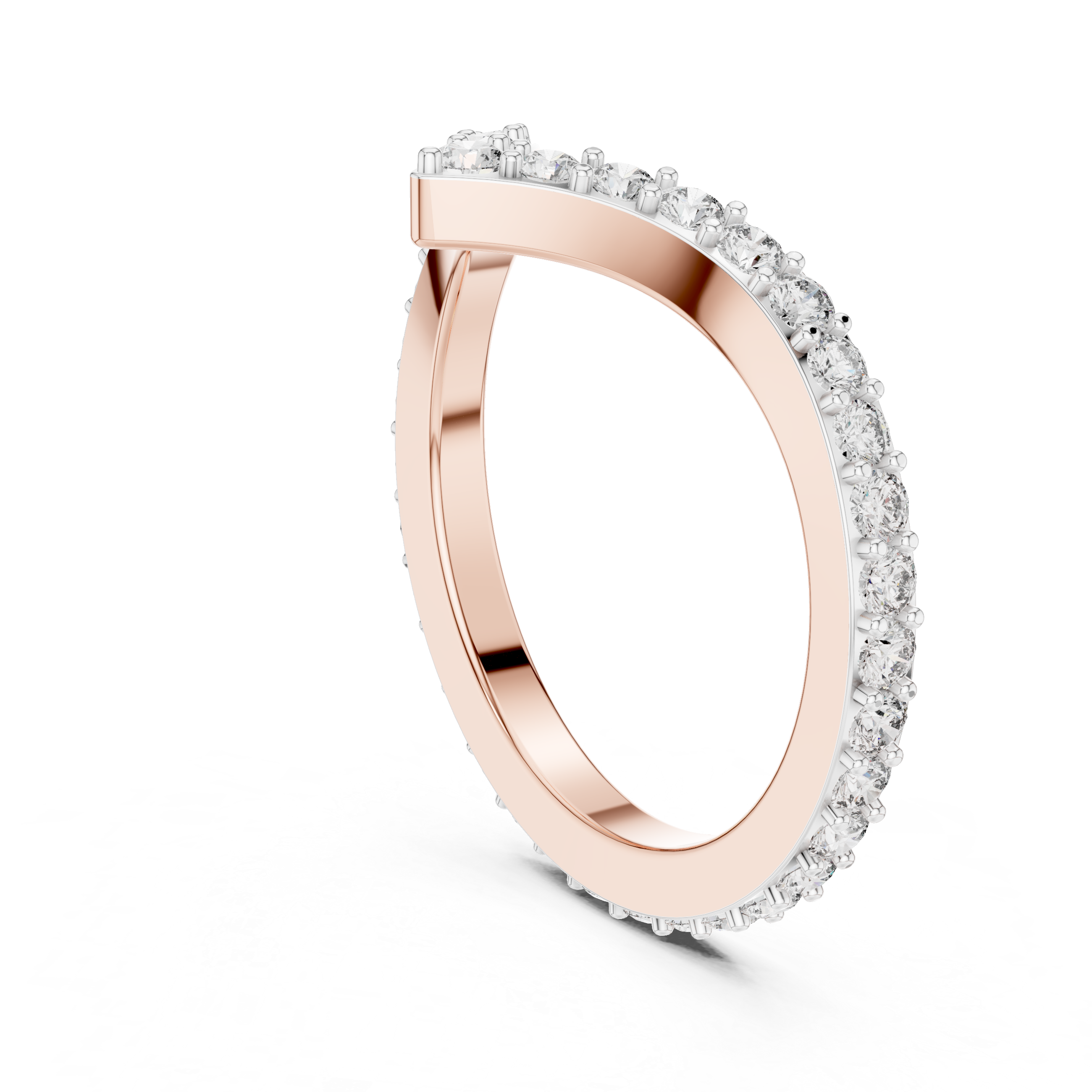 Lab-Grown Diamond Half-Open Rose Gold Ring | IGI Certified | Kiashaa Jewellery