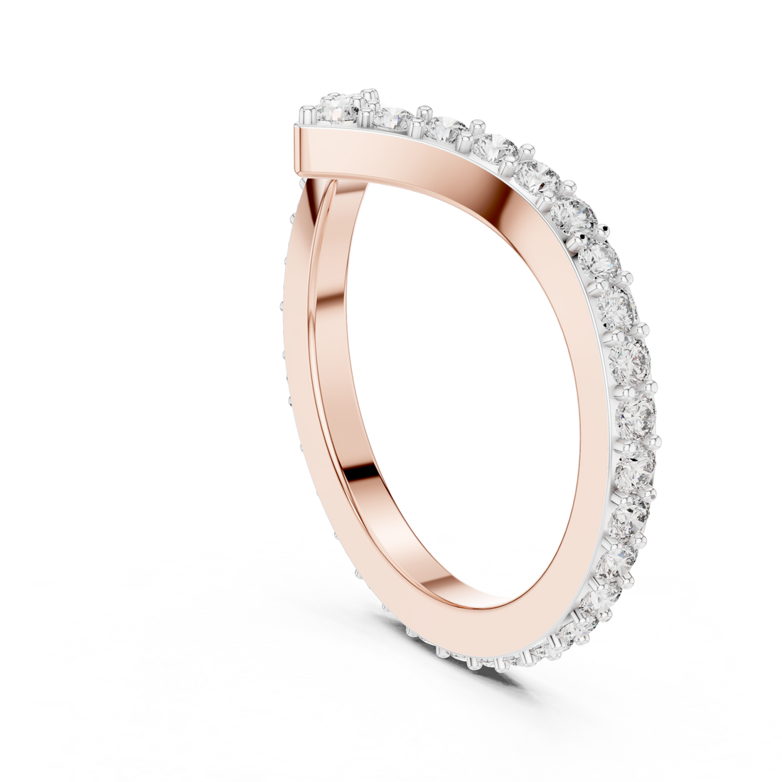 Lab-Grown Diamond Half-Open Rose Gold Ring | IGI Certified | Kiashaa Jewellery