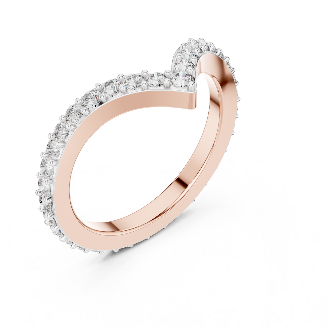 Lab-Grown Diamond Half-Open Rose Gold Ring | IGI Certified | Kiashaa Jewellery