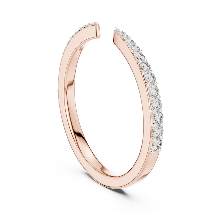 IGI Certified Lab-Grown Diamond Half-Open Rose Gold Ring | Kiashaa Jewellery