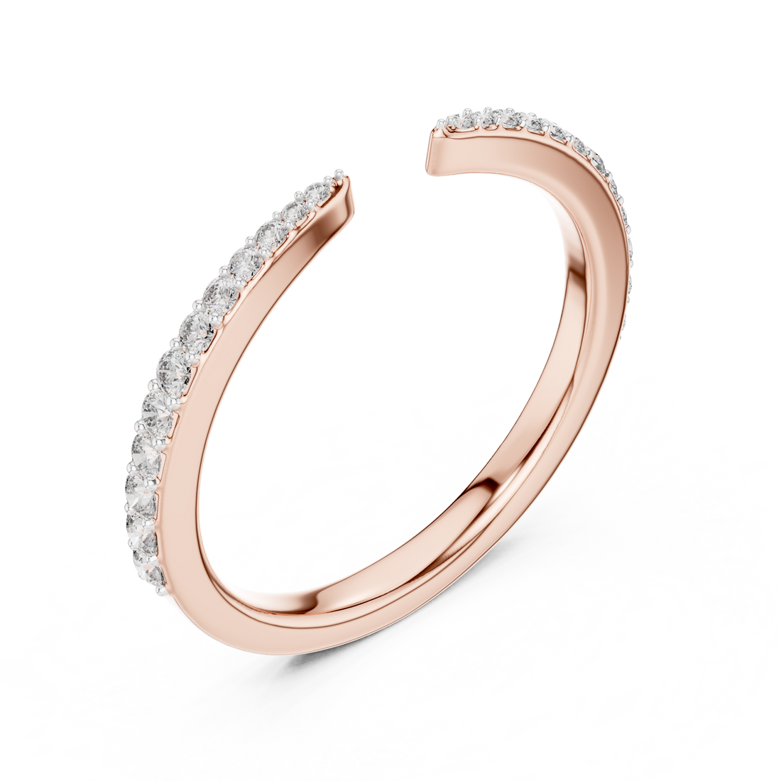 IGI Certified Lab-Grown Diamond Half-Open Rose Gold Ring | Kiashaa Jewellery