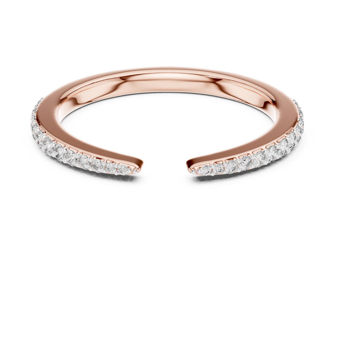 IGI Certified Lab-Grown Diamond Half-Open Rose Gold Ring | Kiashaa Jewellery