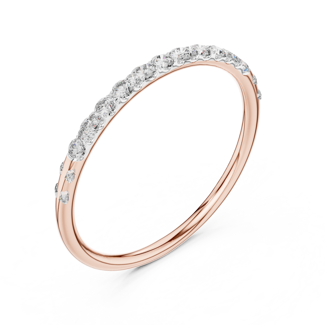 IGI Certified Lab-Grown Diamond Half-Eternity Rose Gold Ring | Kiashaa Jewellery