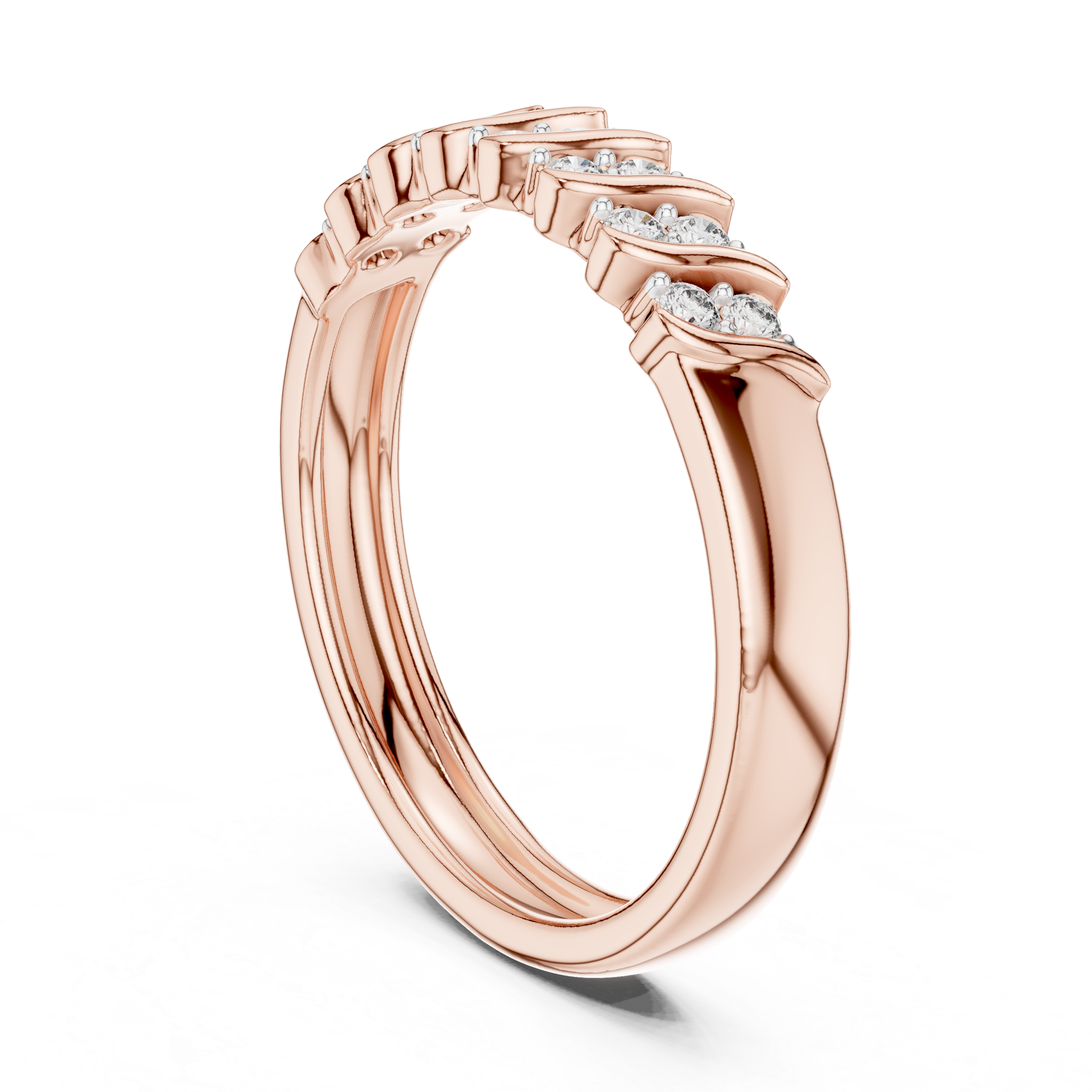 IGI Certified Lab-Grown Diamond Rose Gold Half-Eternity Ring | Kiashaa Jewellery