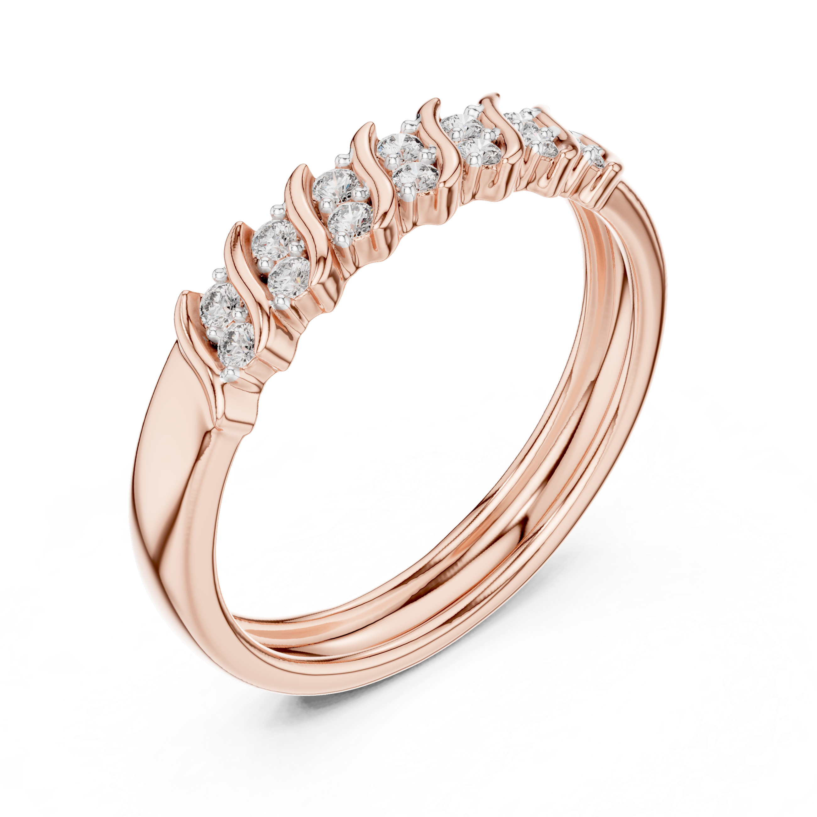IGI Certified Lab-Grown Diamond Rose Gold Half-Eternity Ring | Kiashaa Jewellery
