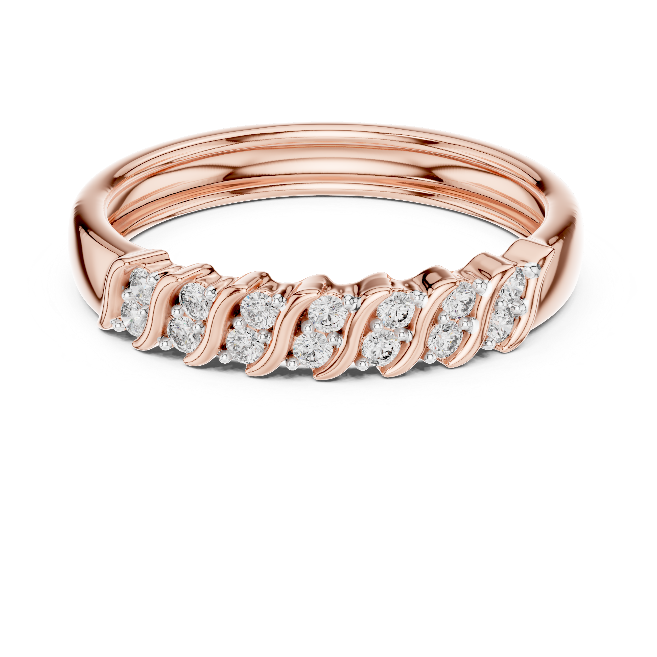 IGI Certified Lab-Grown Diamond Rose Gold Half-Eternity Ring | Kiashaa Jewellery