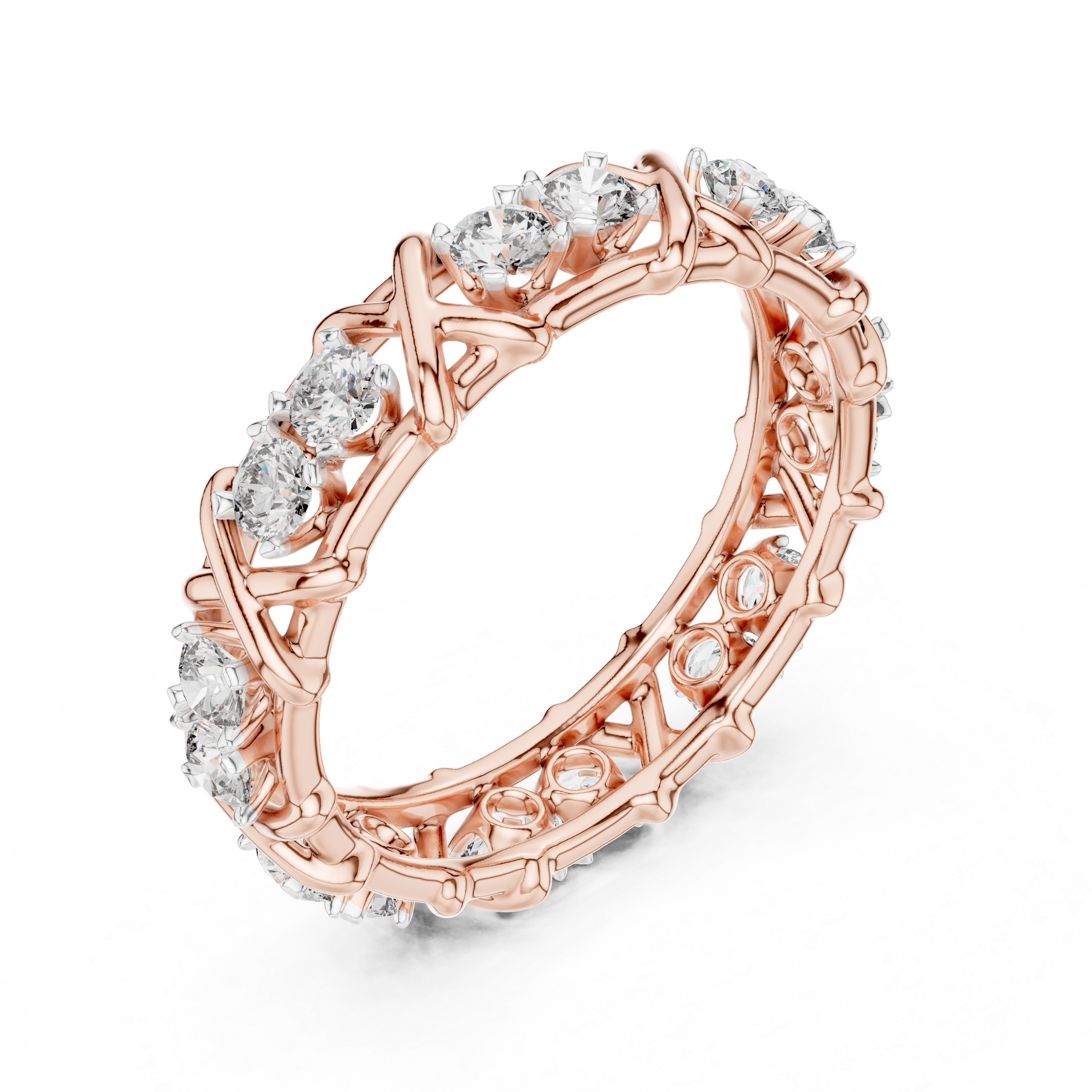 IGI Certified Lab-Grown Diamond Vine Eternity Ring in Rose Gold | Kiashaa Jewellery