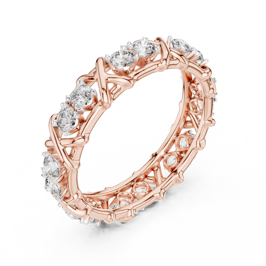 IGI Certified Lab-Grown Diamond Vine Eternity Ring in Rose Gold | Kiashaa Jewellery