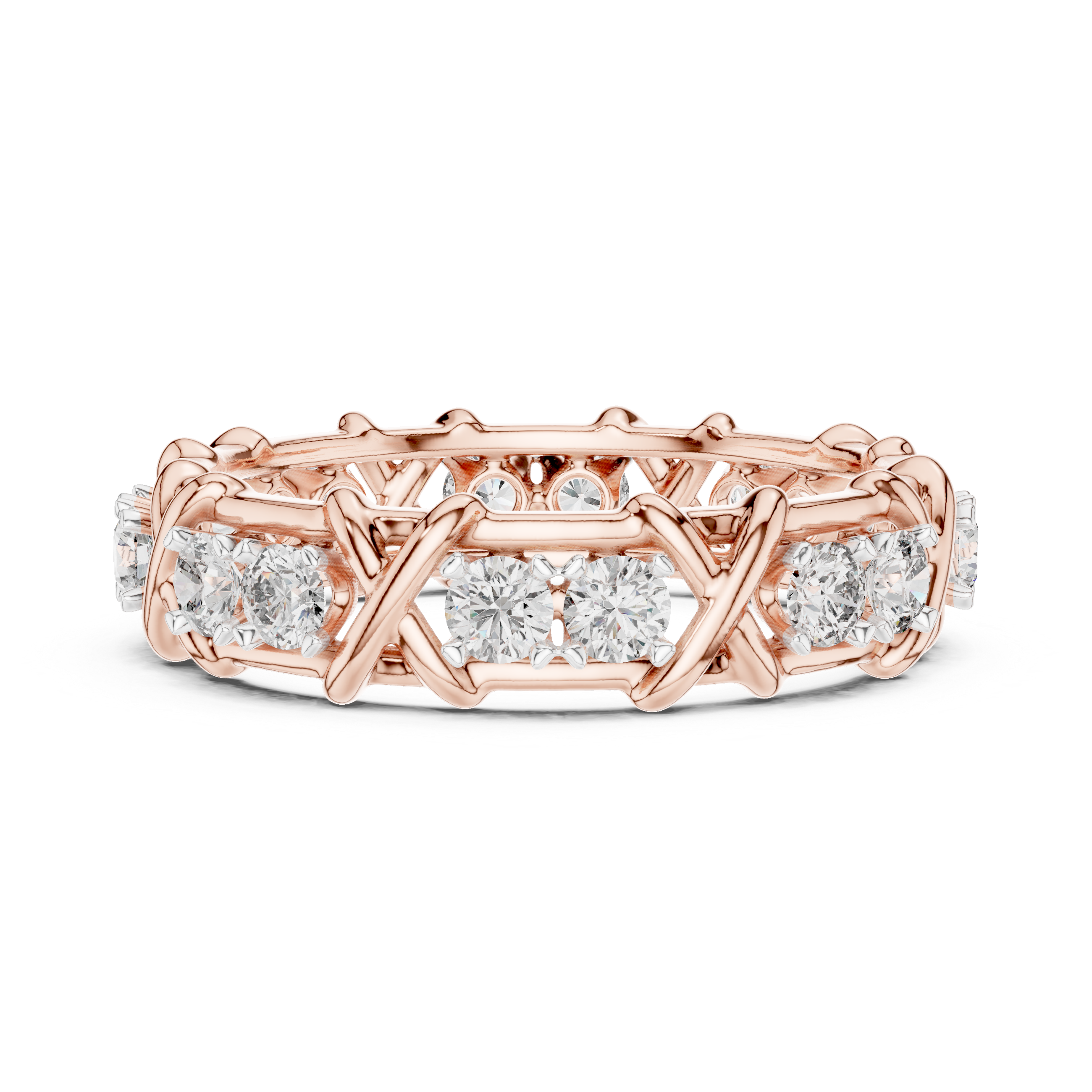 IGI Certified Lab-Grown Diamond Vine Eternity Ring in Rose Gold | Kiashaa Jewellery