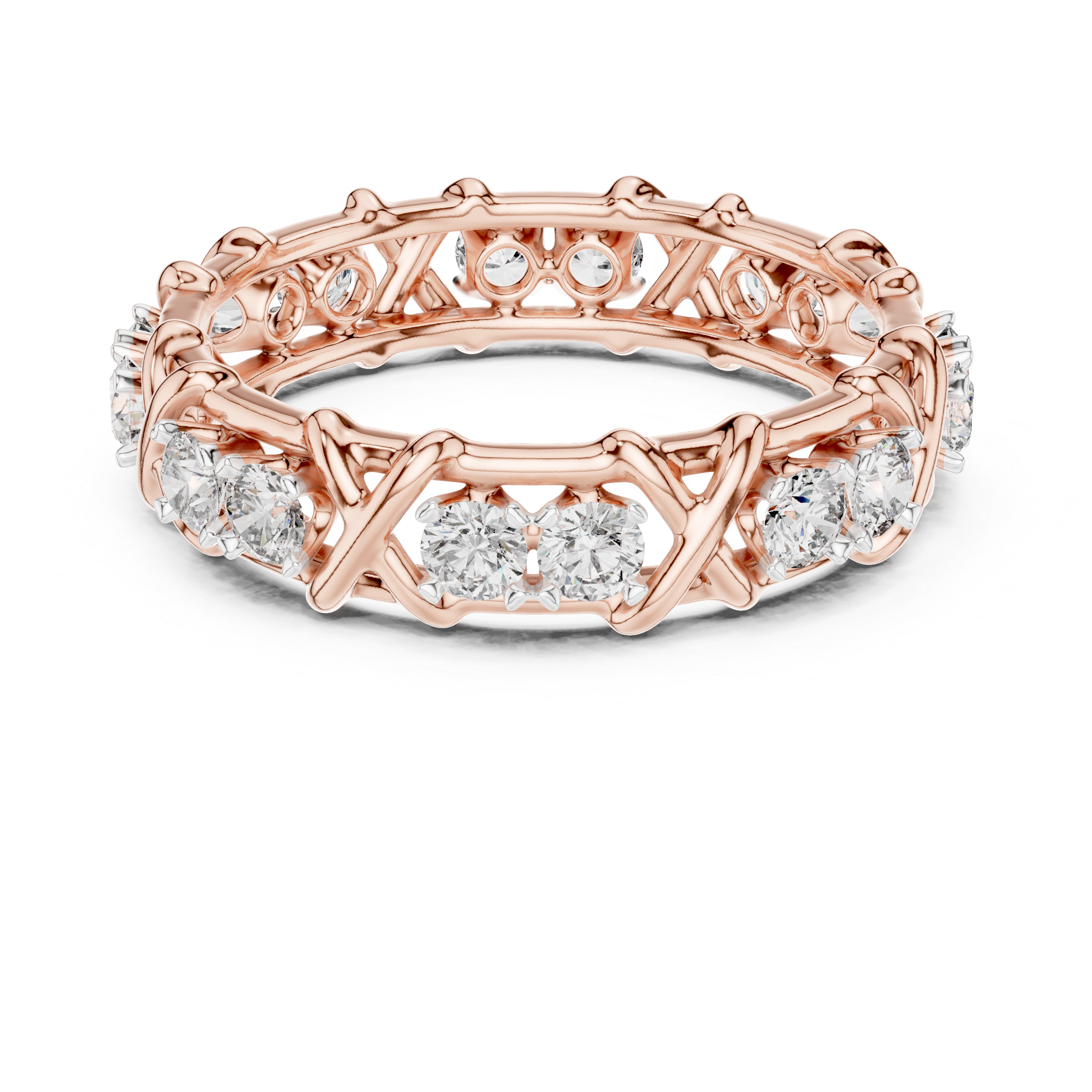 IGI Certified Lab-Grown Diamond Vine Eternity Ring in Rose Gold | Kiashaa Jewellery