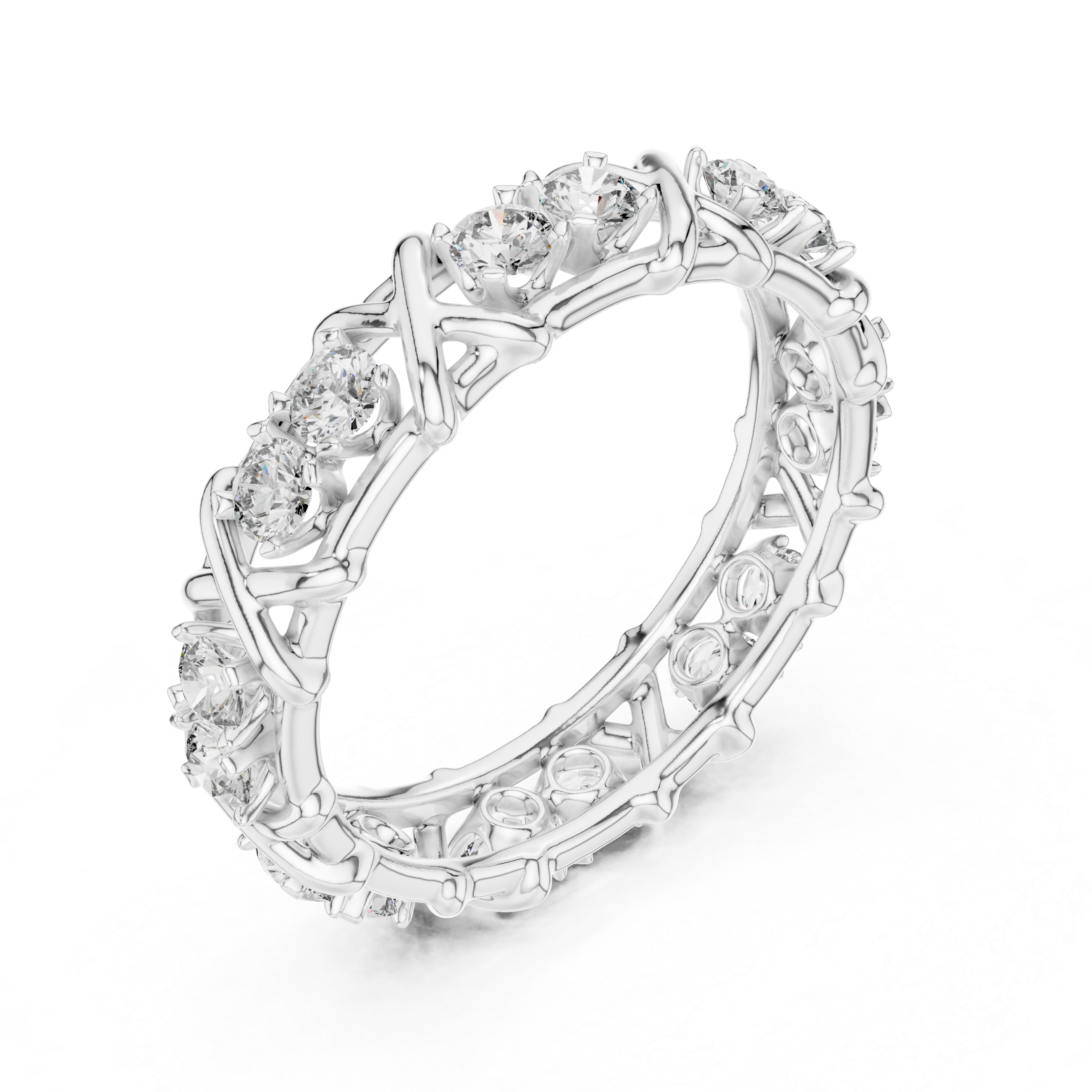 IGI Certified Lab-Grown Diamond Vine Eternity Ring in Rose Gold | Kiashaa Jewellery