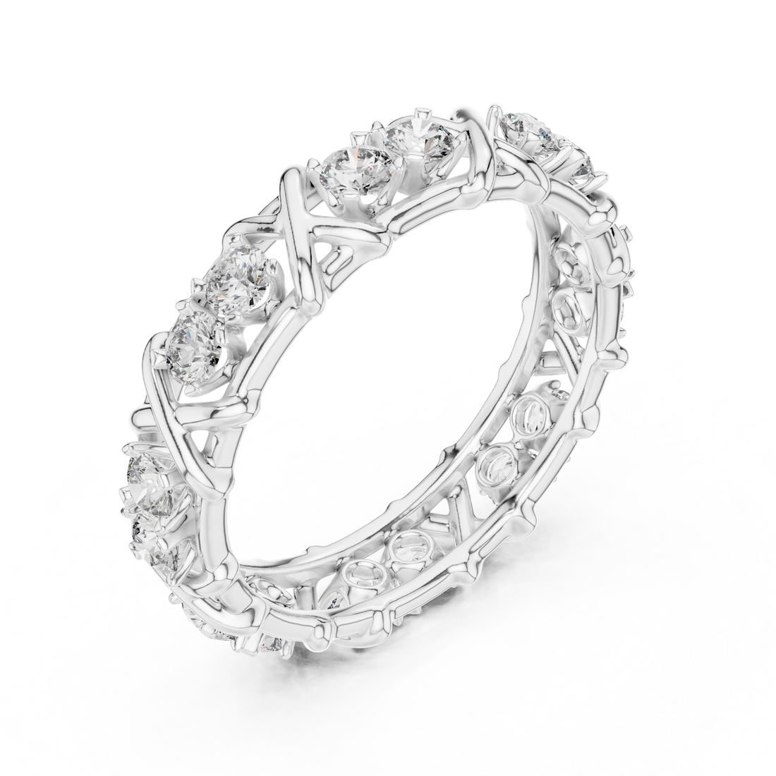 IGI Certified Lab-Grown Diamond Vine Eternity Ring in Rose Gold | Kiashaa Jewellery