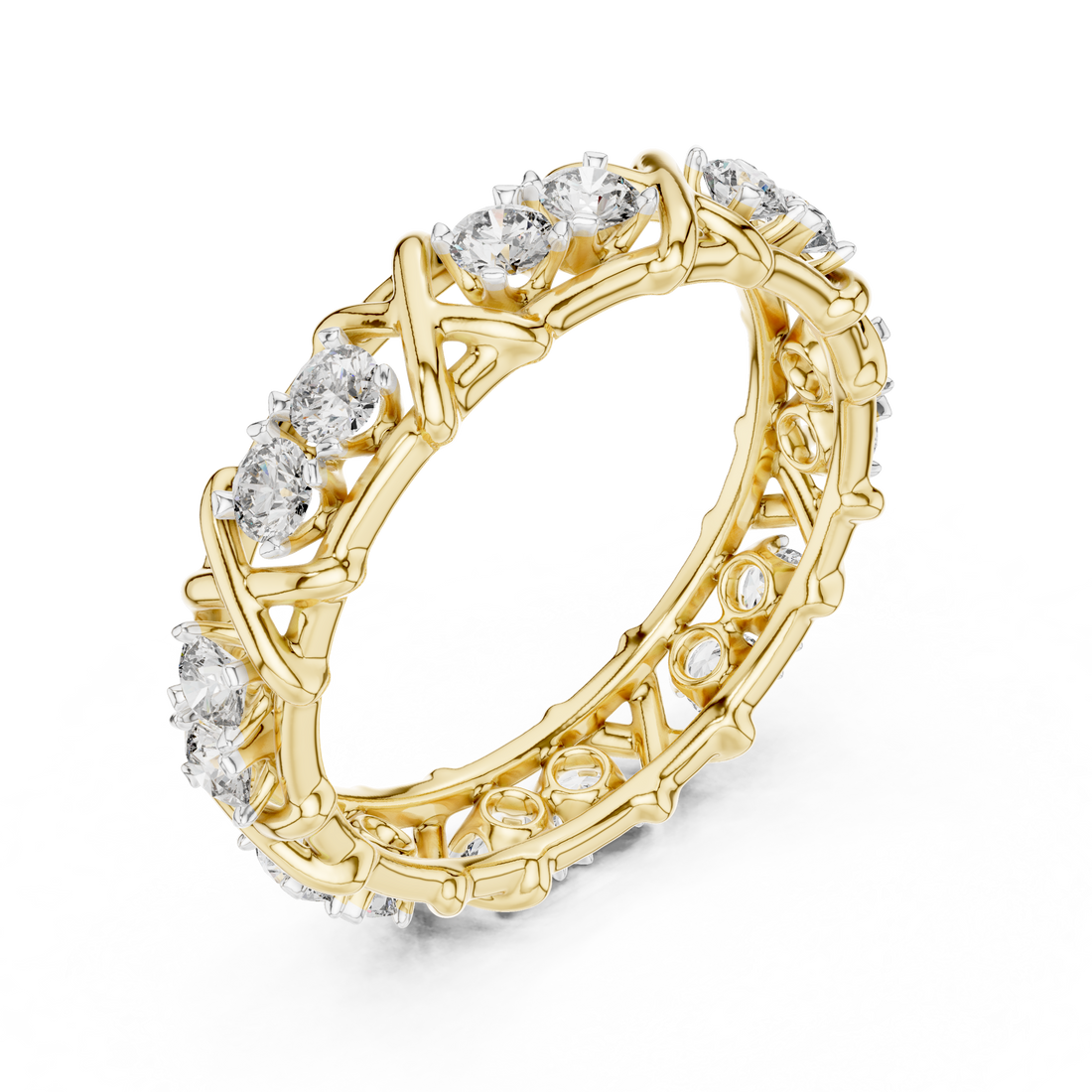 IGI Certified Lab-Grown Diamond Vine Eternity Ring in Rose Gold | Kiashaa Jewellery