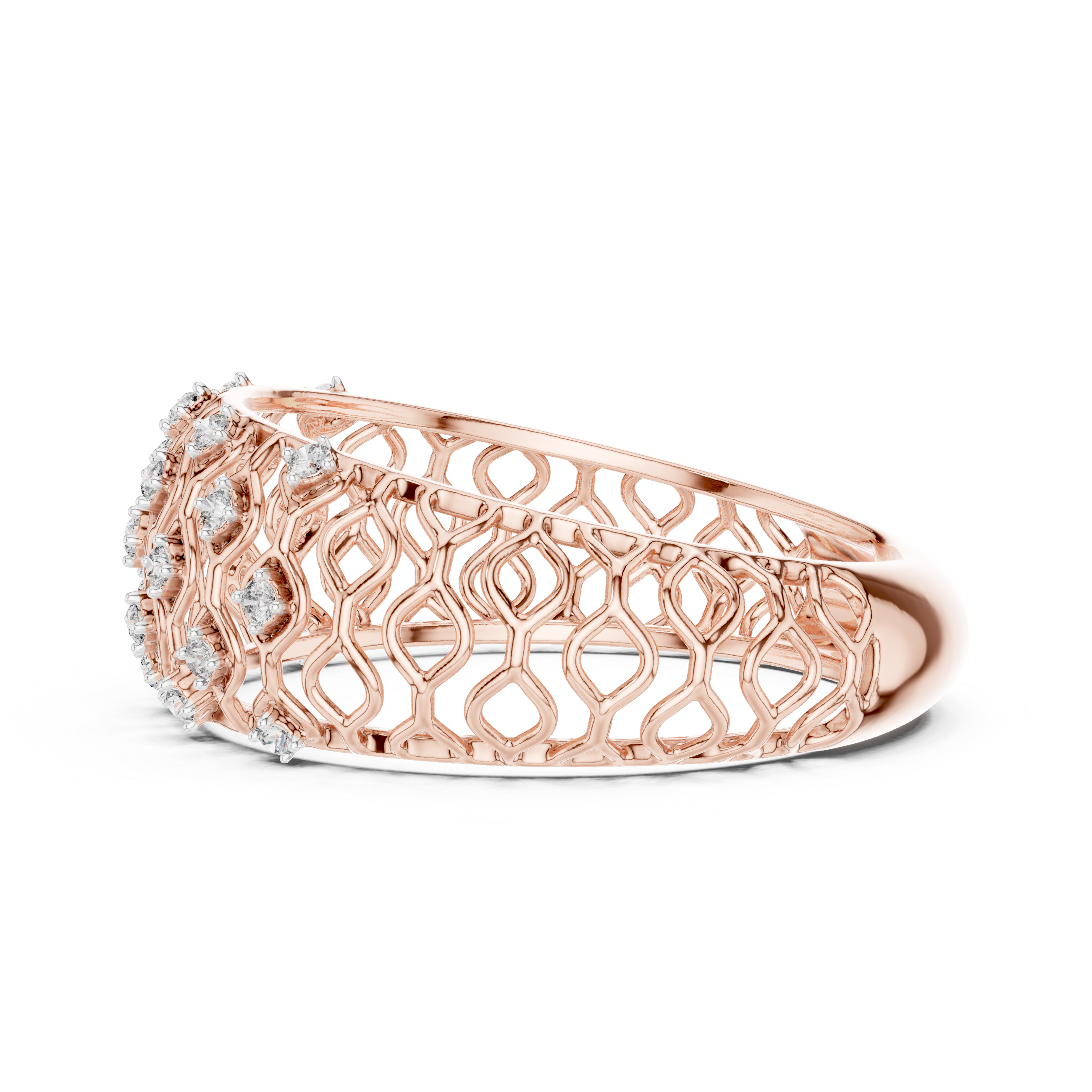IGI Certified Lab-Grown Diamond Lattice Design Ring in Rose Gold | Kiashaa Jewellery