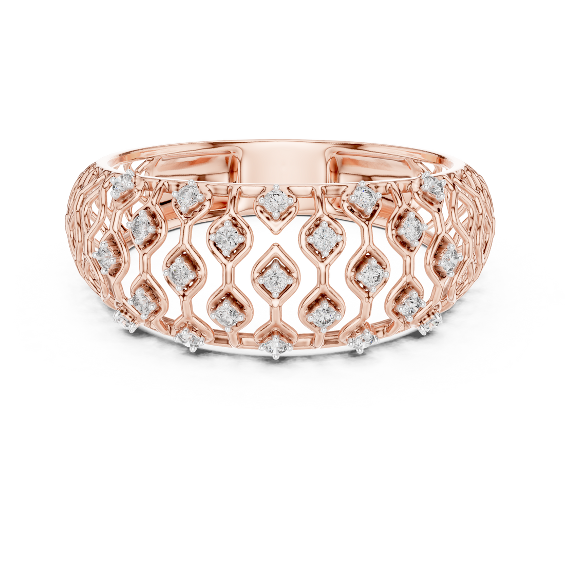 IGI Certified Lab-Grown Diamond Lattice Design Ring in Rose Gold | Kiashaa Jewellery