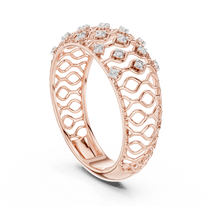 IGI Certified Lab-Grown Diamond Lattice Design Ring in Rose Gold | Kiashaa Jewellery