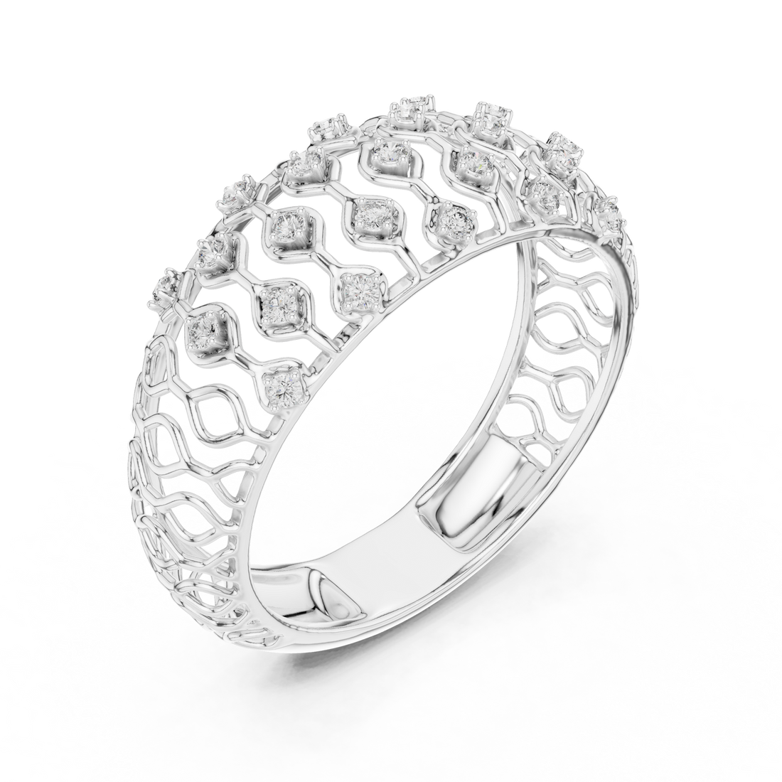 IGI Certified Lab-Grown Diamond Lattice Design Ring in Rose Gold | Kiashaa Jewellery