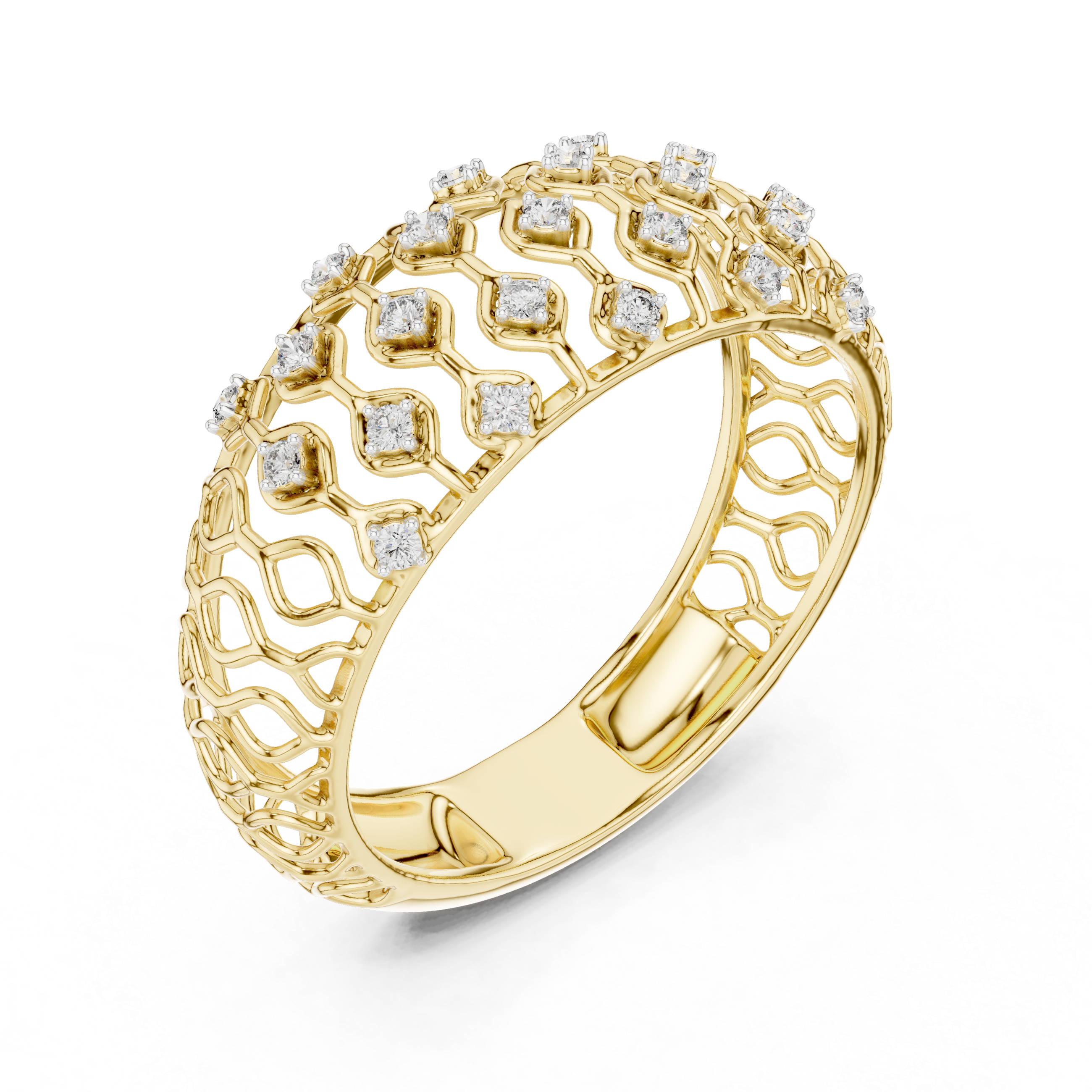 IGI Certified Lab-Grown Diamond Lattice Design Ring in Rose Gold | Kiashaa Jewellery