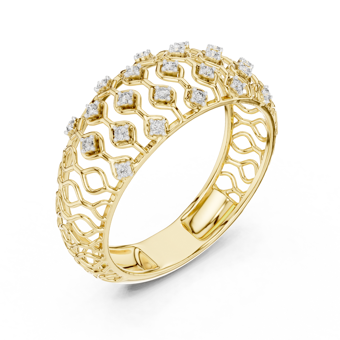 IGI Certified Lab-Grown Diamond Lattice Design Ring in Rose Gold | Kiashaa Jewellery