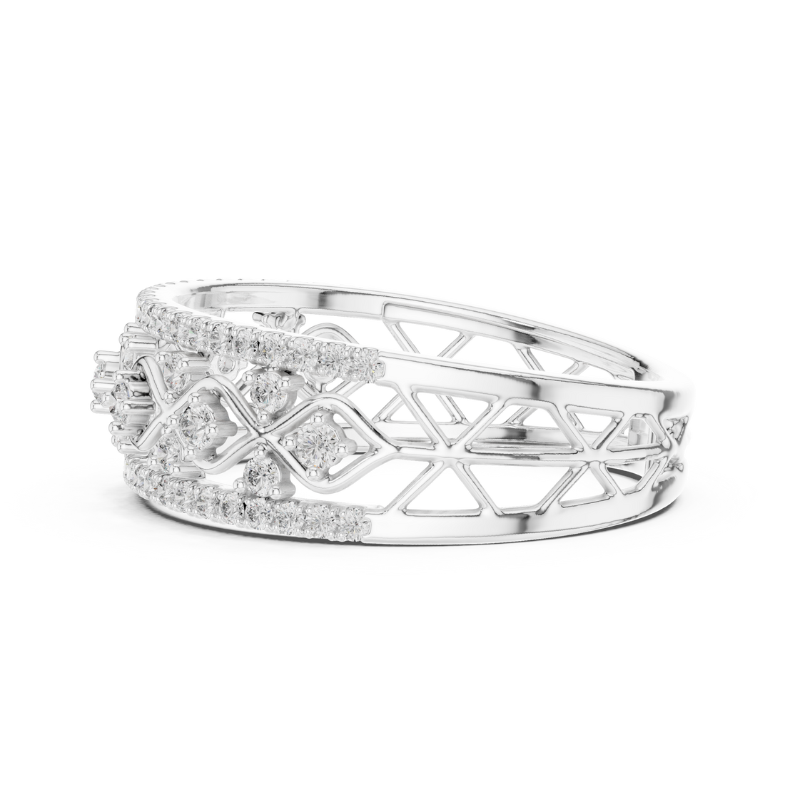 IGI Certified Lab-Grown Diamond Rose Gold Lattice Ring | Kiashaa Jewellery