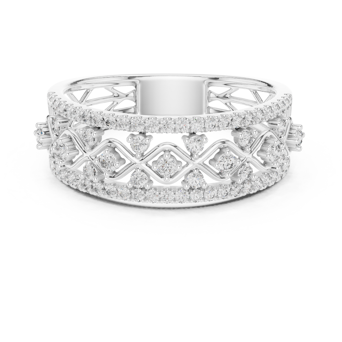 IGI Certified Lab-Grown Diamond Rose Gold Lattice Ring | Kiashaa Jewellery