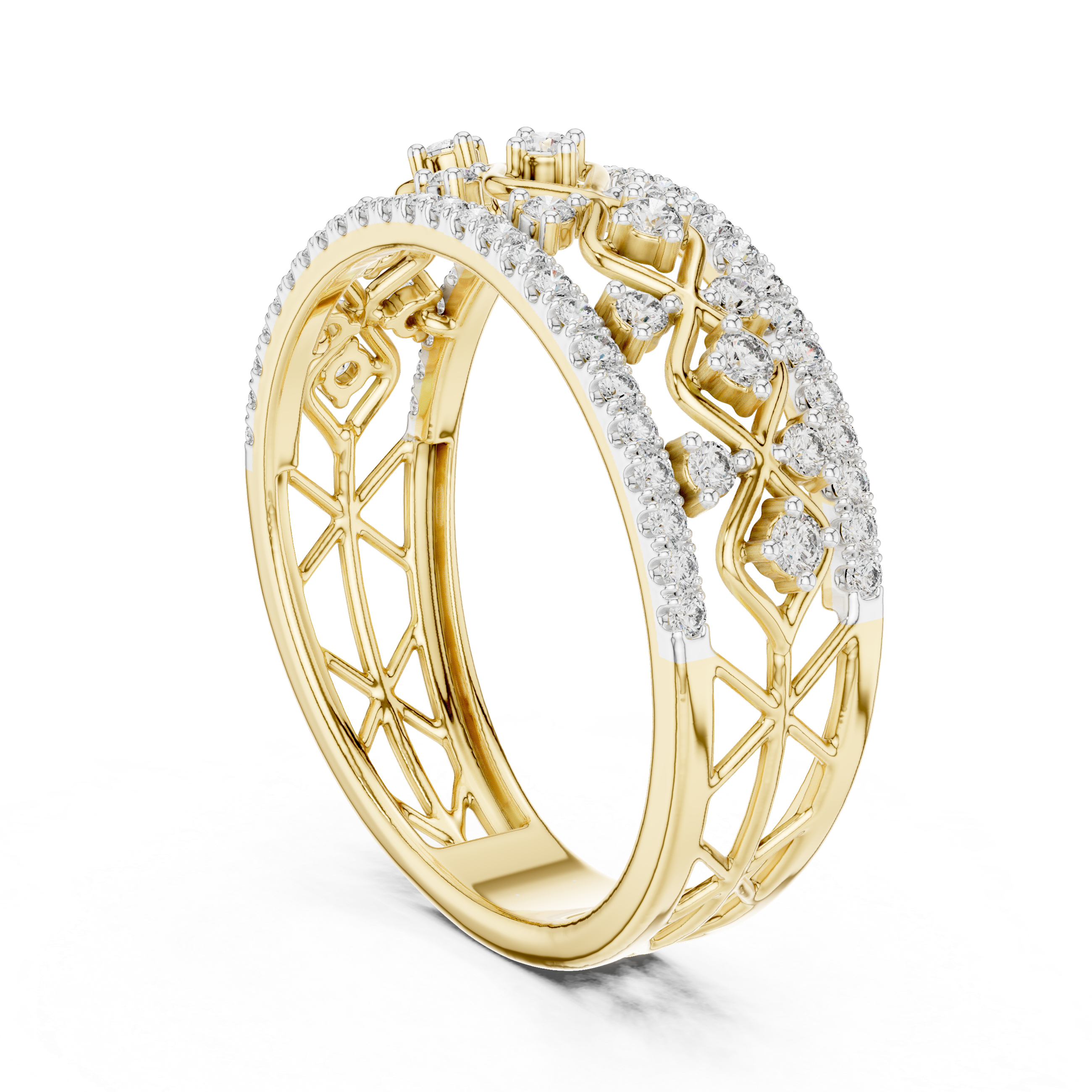 IGI Certified Lab-Grown Diamond Rose Gold Lattice Ring | Kiashaa Jewellery