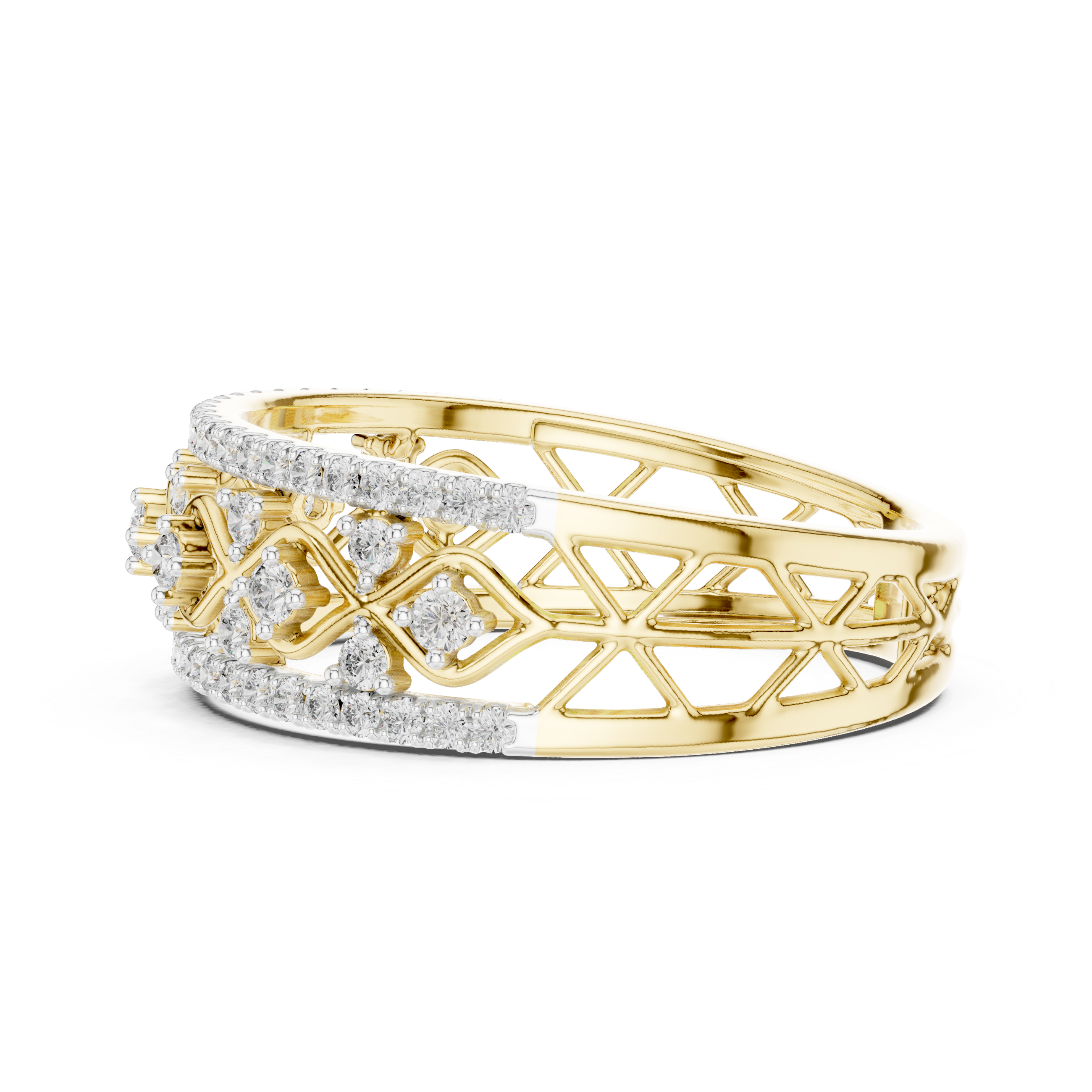 IGI Certified Lab-Grown Diamond Rose Gold Lattice Ring | Kiashaa Jewellery