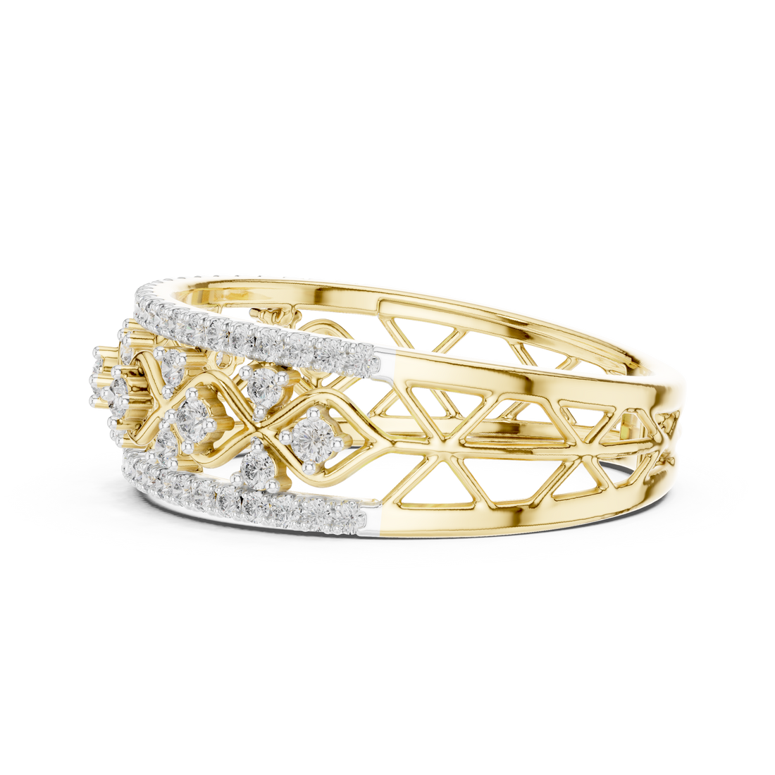 IGI Certified Lab-Grown Diamond Rose Gold Lattice Ring | Kiashaa Jewellery