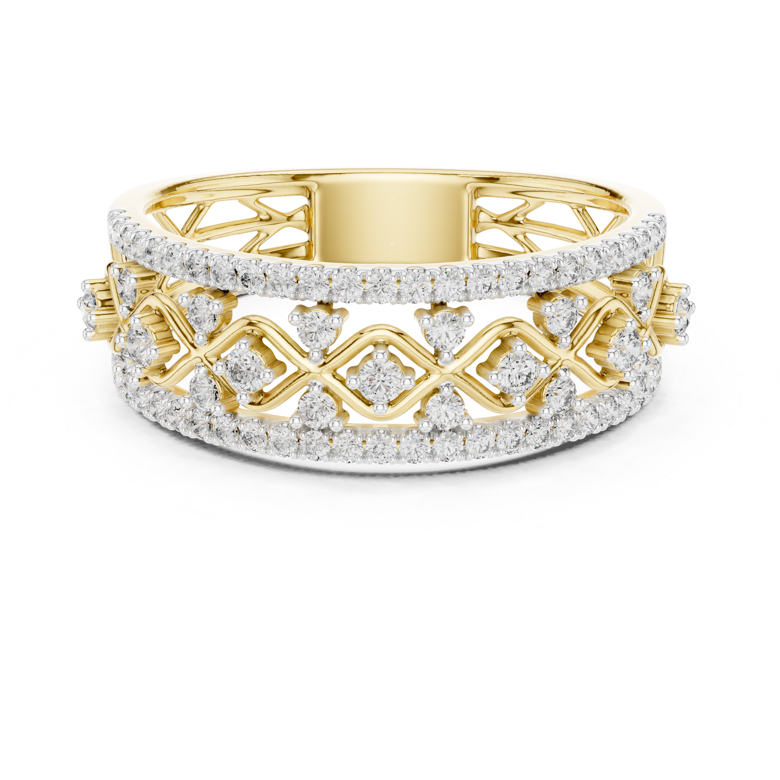 IGI Certified Lab-Grown Diamond Rose Gold Lattice Ring | Kiashaa Jewellery