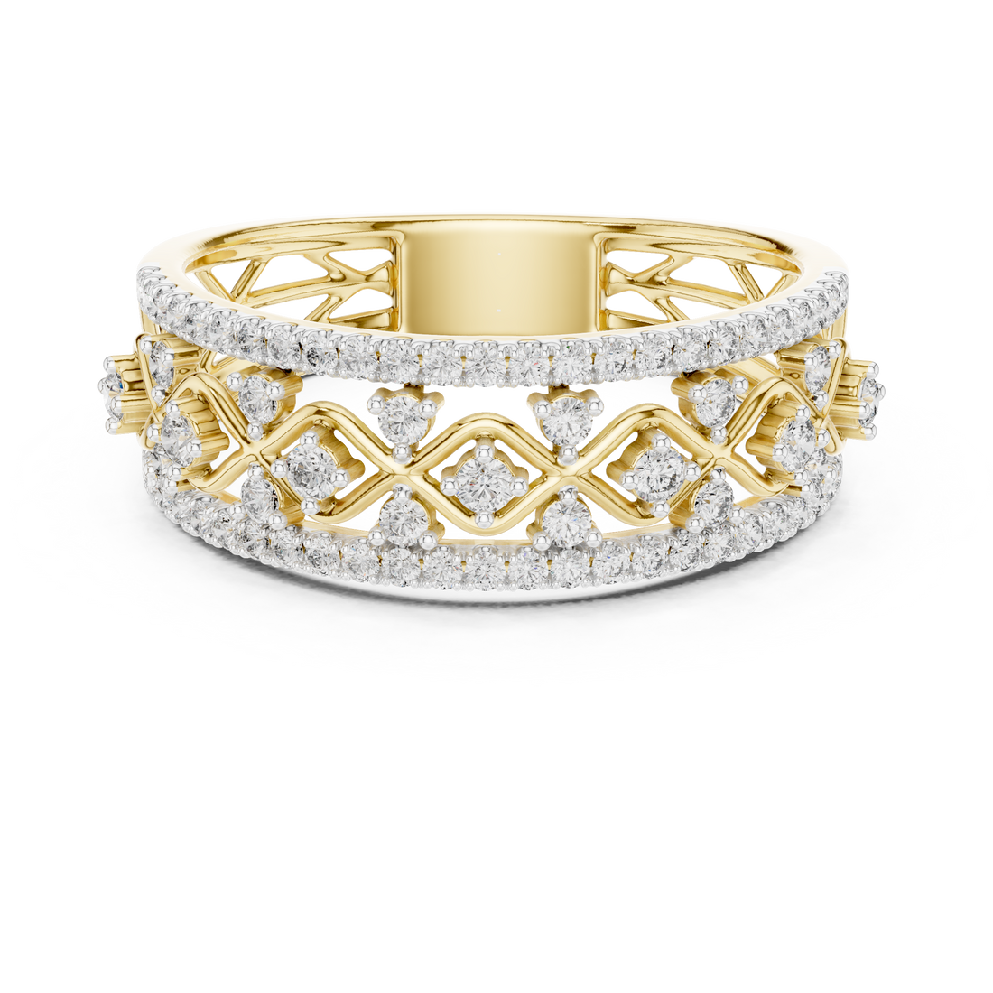 IGI Certified Lab-Grown Diamond Rose Gold Lattice Ring | Kiashaa Jewellery