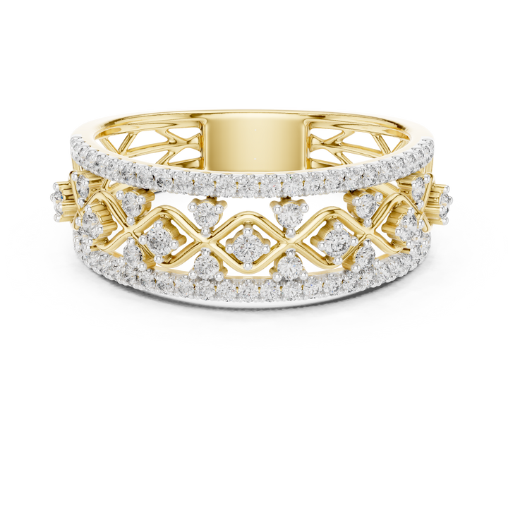 IGI Certified Lab-Grown Diamond Rose Gold Lattice Ring | Kiashaa Jewellery