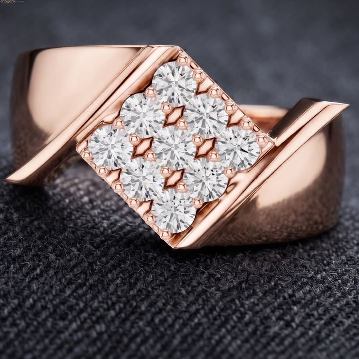 Statement diamond engagement ring with elegant bridal appeal on a soft backdrop by Kiashaa Jewellery