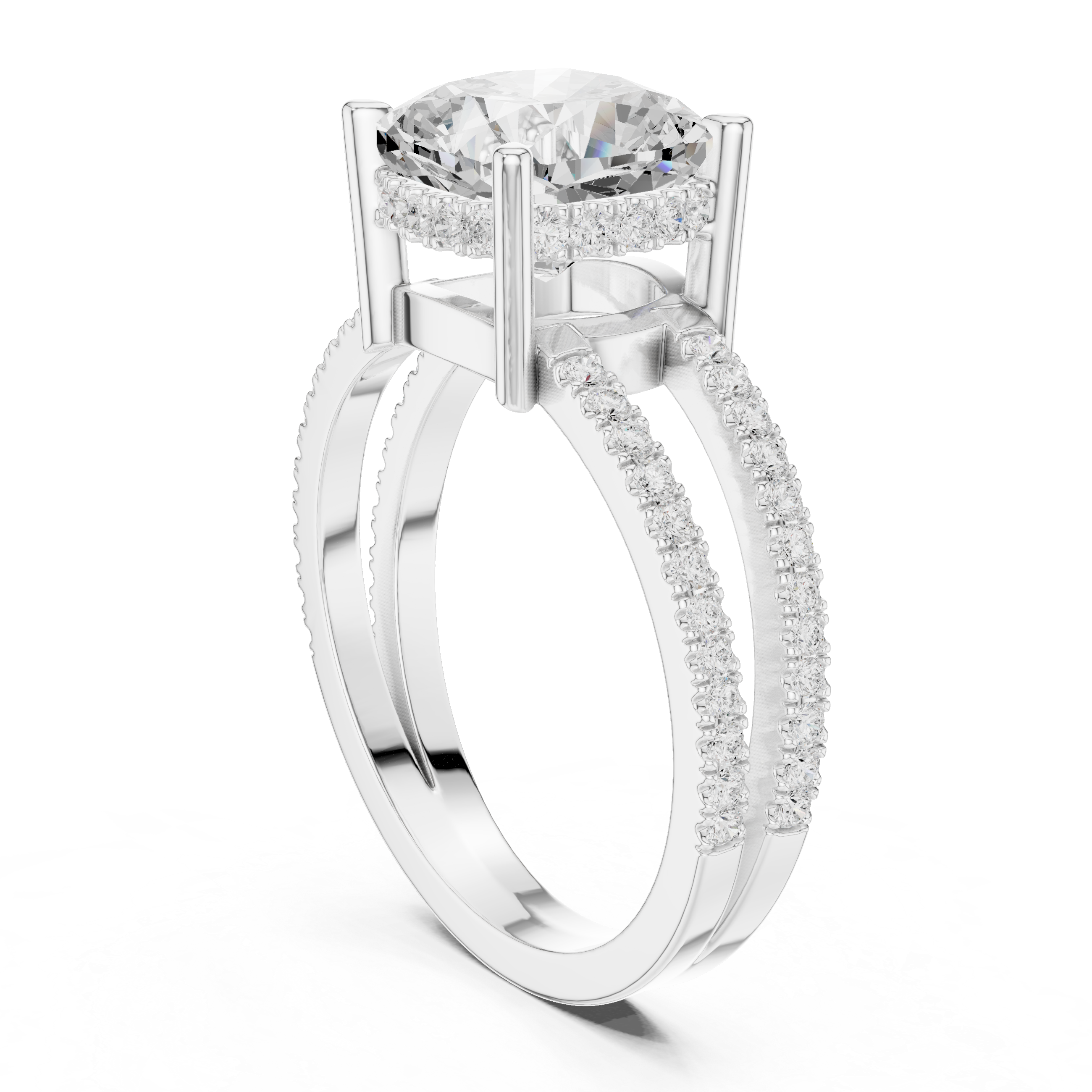 IGI Certified Lab-Grown Diamond Double Band Solitaire Ring | Kiashaa Jewellery