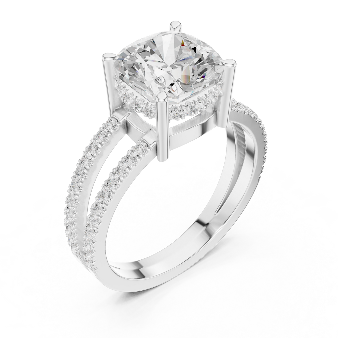 IGI Certified Lab-Grown Diamond Double Band Solitaire Ring | Kiashaa Jewellery