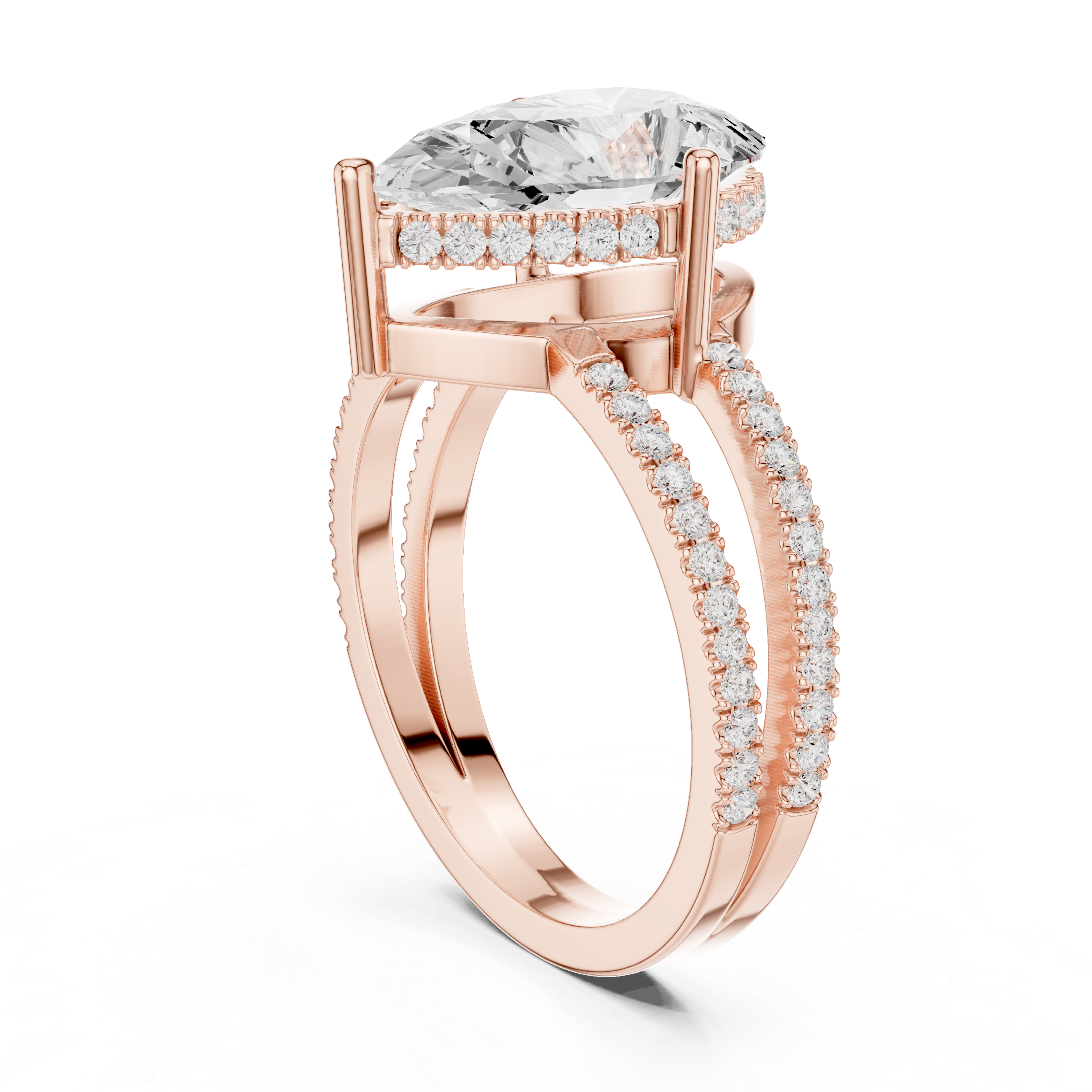IGI Certified Lab-Grown Diamond Rose Gold Solitaire Split-Shank Ring | Kiashaa Jewellery