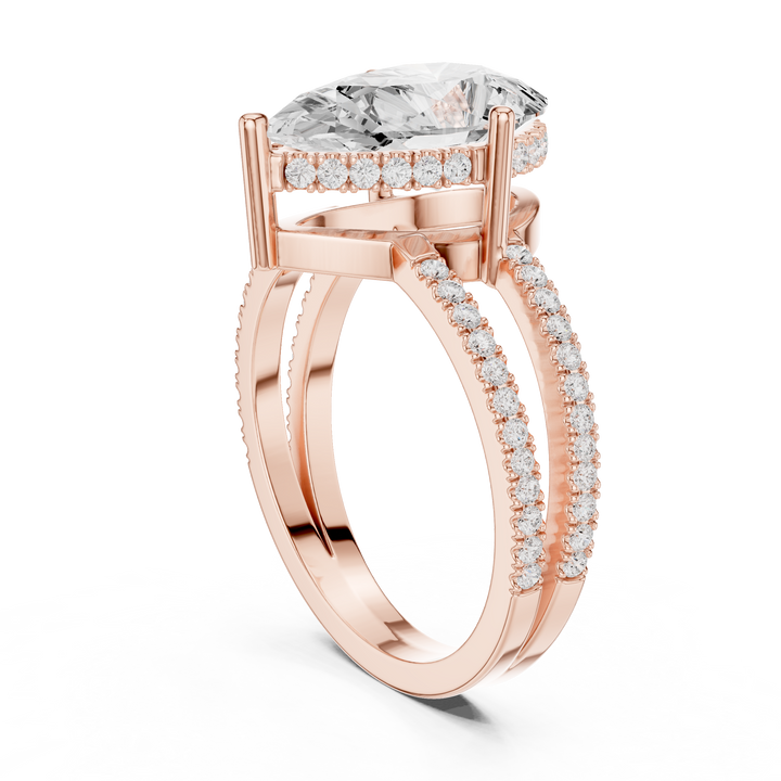 IGI Certified Lab-Grown Diamond Rose Gold Solitaire Split-Shank Ring | Kiashaa Jewellery