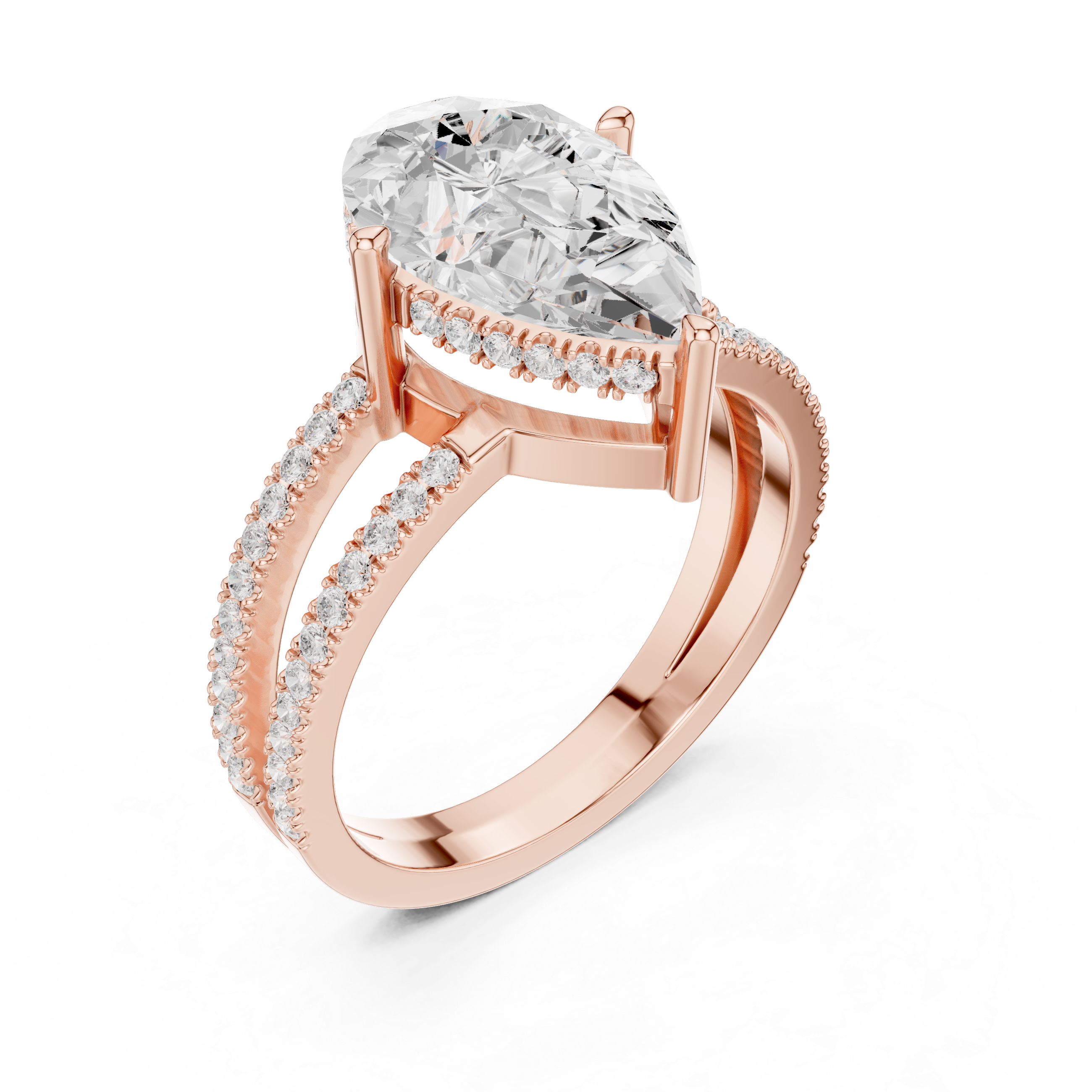 IGI Certified Lab-Grown Diamond Rose Gold Solitaire Split-Shank Ring | Kiashaa Jewellery