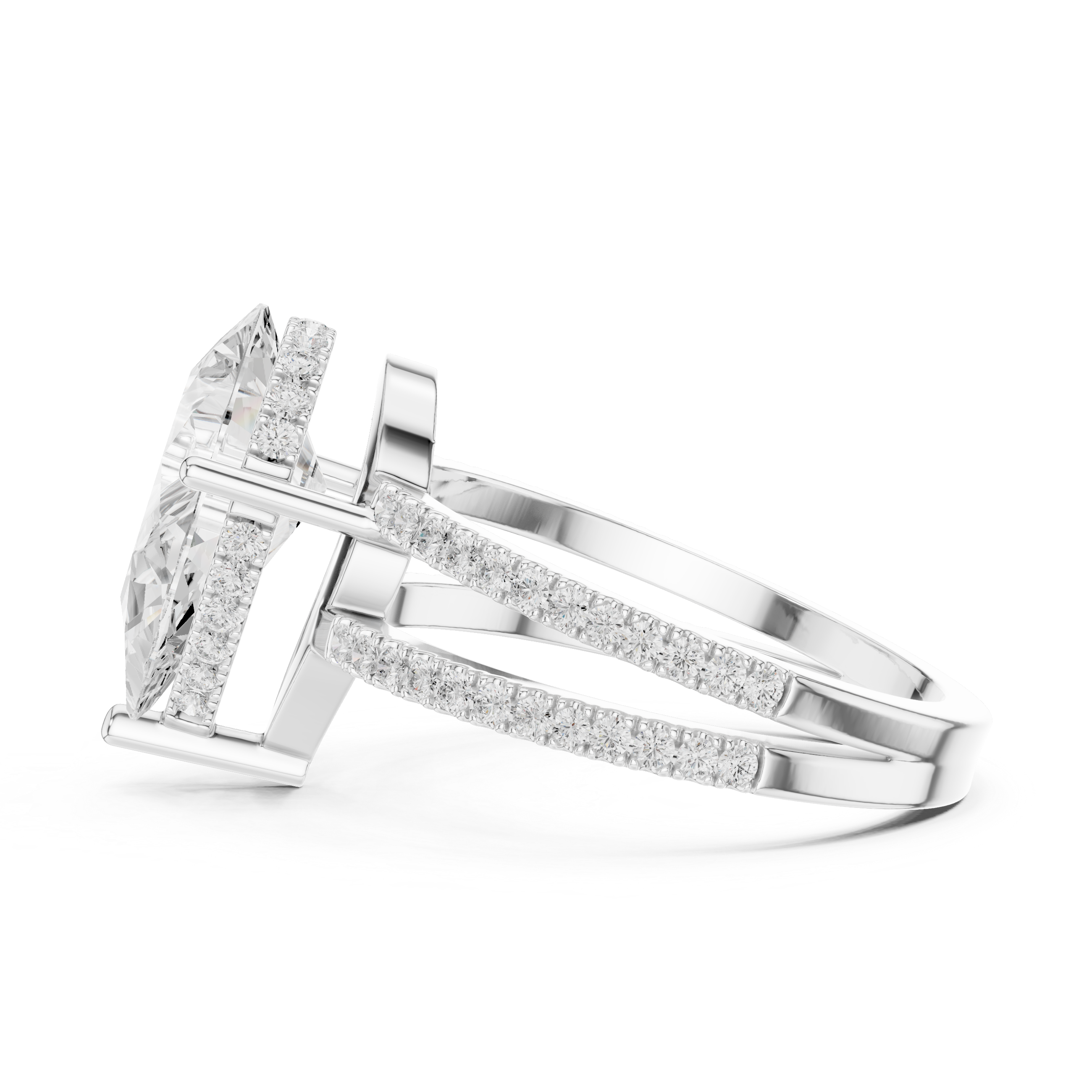 IGI Certified Lab-Grown Diamond Rose Gold Solitaire Split-Shank Ring | Kiashaa Jewellery