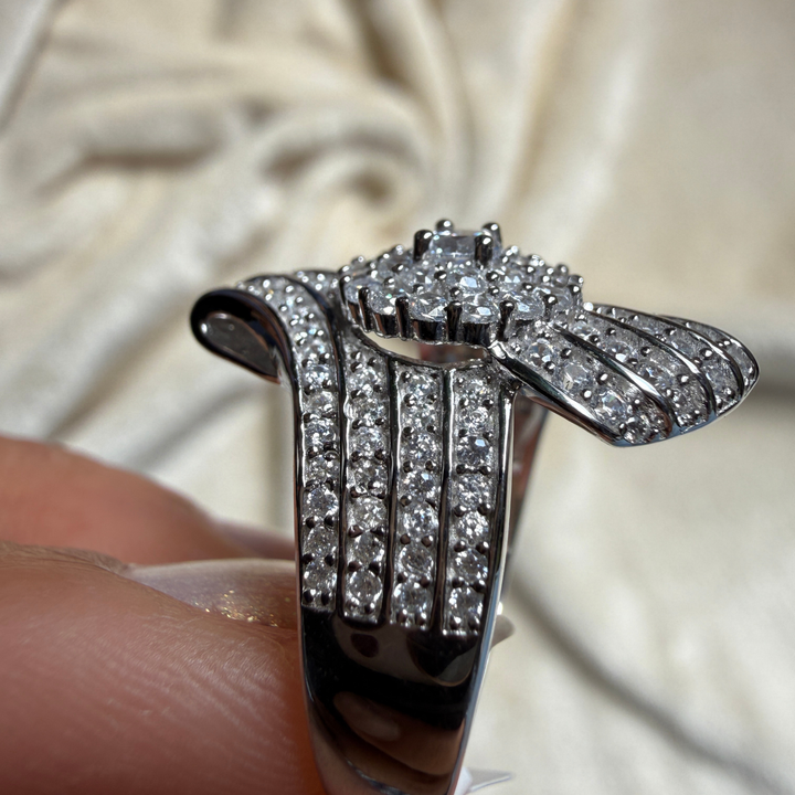 Round lab-grown diamond multi-row statement ring by Kiashaa Jewellery.
