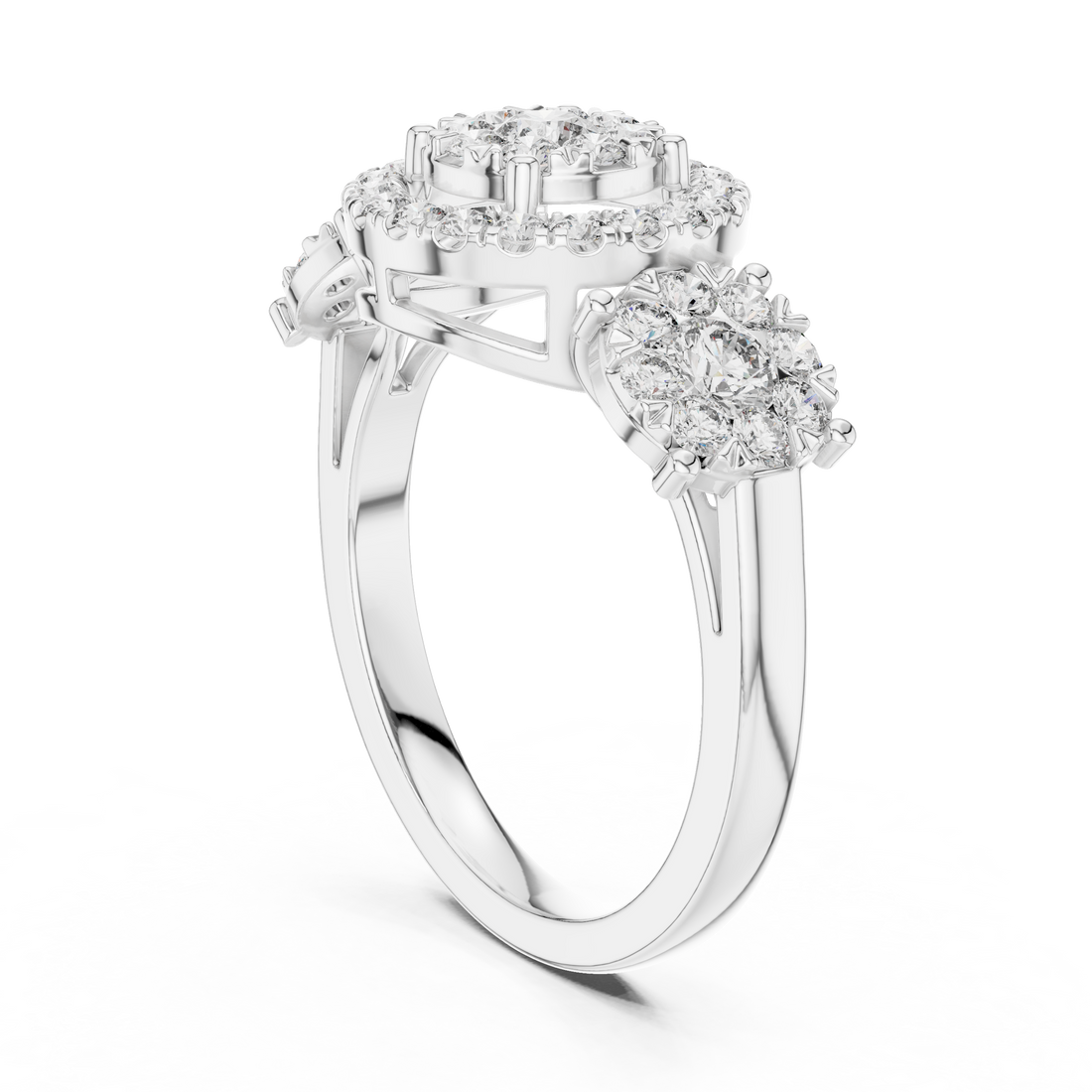 IGI Certified Halo Floral Lab-Grown Diamond Ring | Kiashaa Jewellery