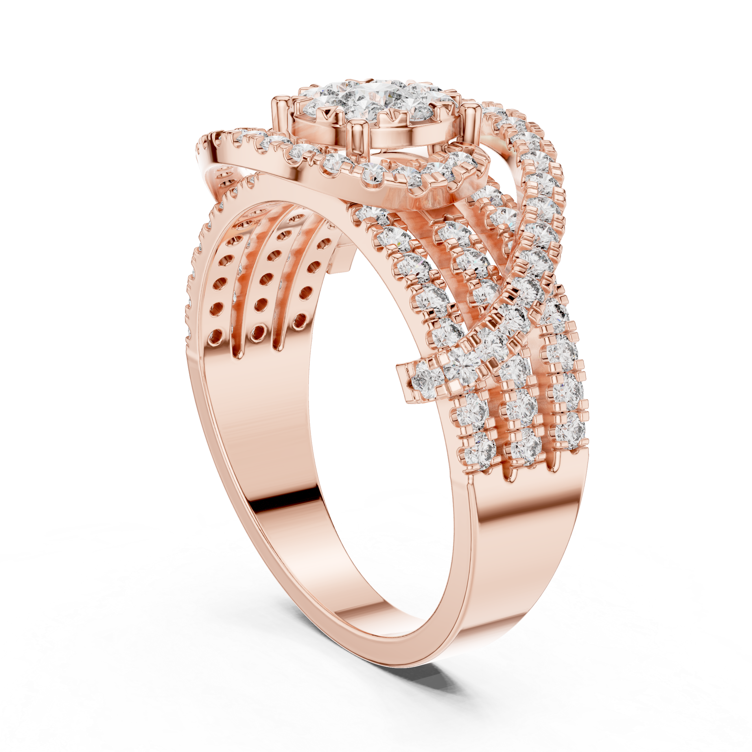 IGI Certified Multi-Layer Halo Lab-Grown Diamond Ring | Kiashaa Jewellery