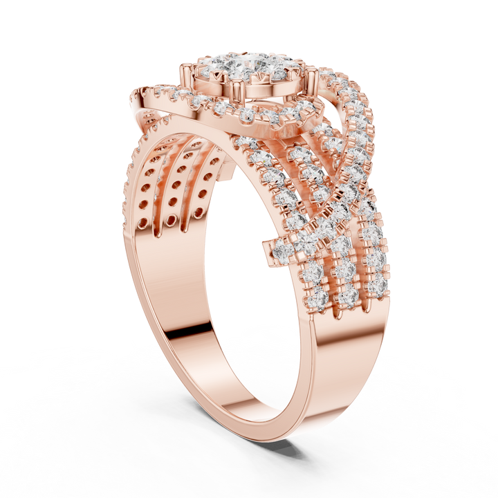 IGI Certified Multi-Layer Halo Lab-Grown Diamond Ring | Kiashaa Jewellery