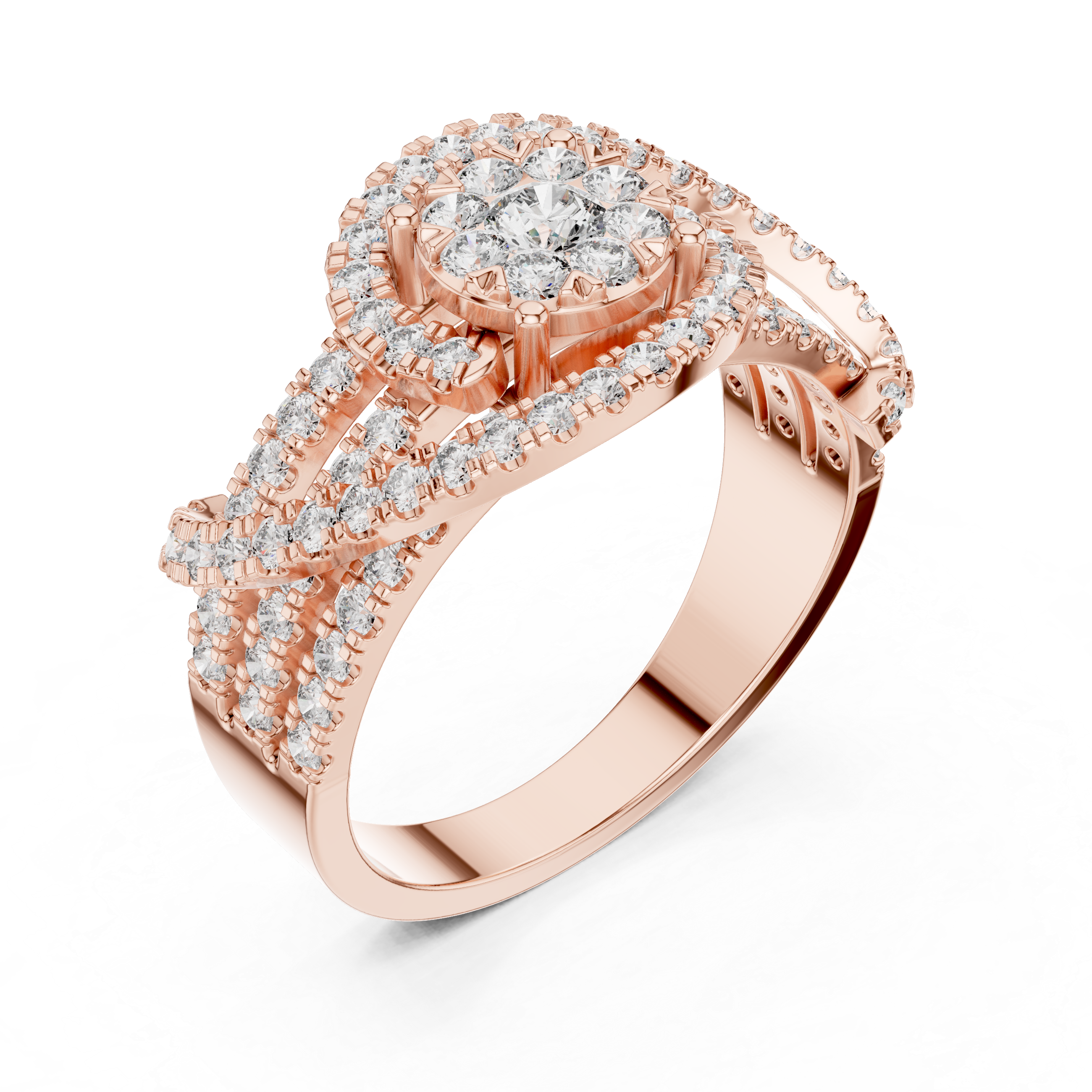 IGI Certified Multi-Layer Halo Lab-Grown Diamond Ring | Kiashaa Jewellery