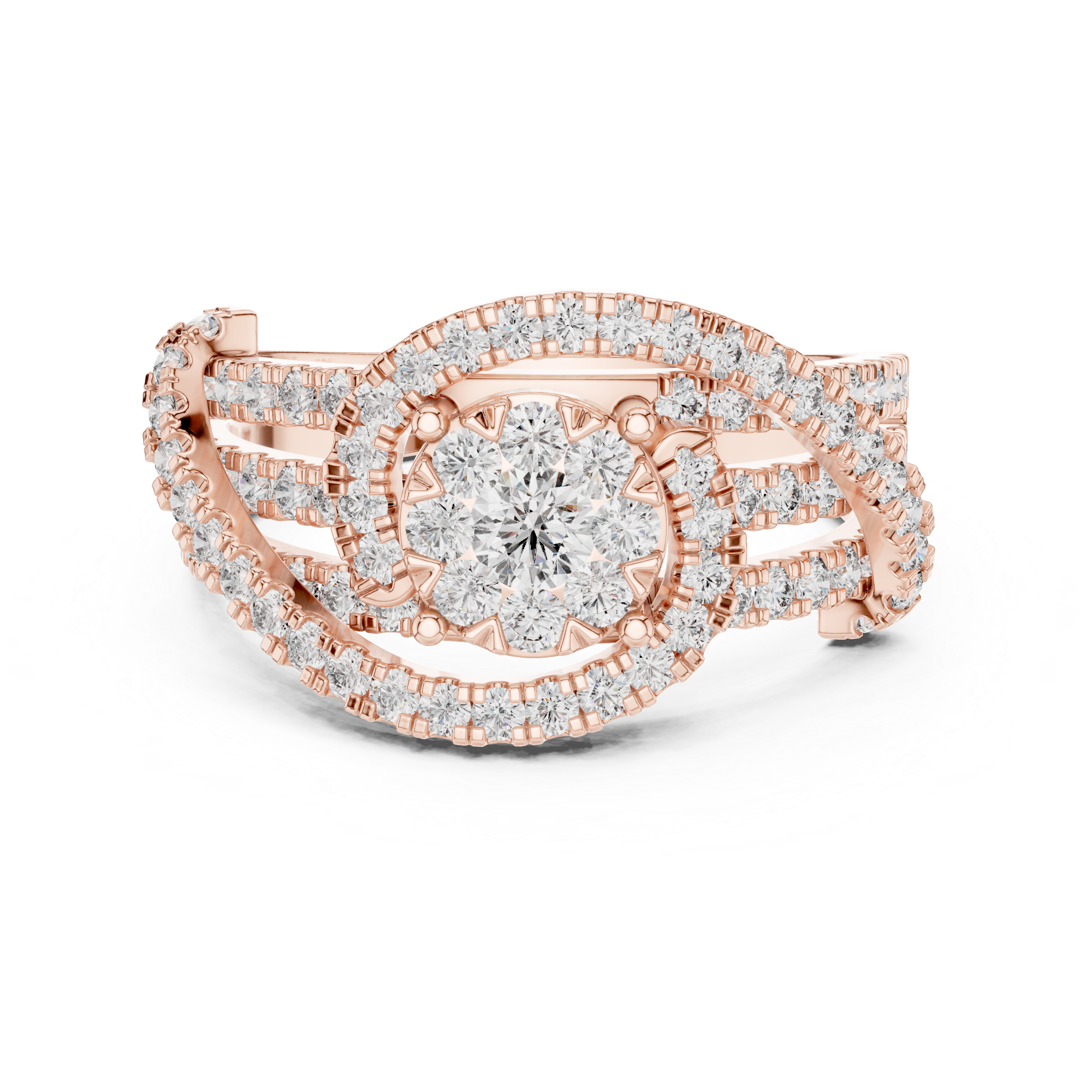 IGI Certified Multi-Layer Halo Lab-Grown Diamond Ring | Kiashaa Jewellery