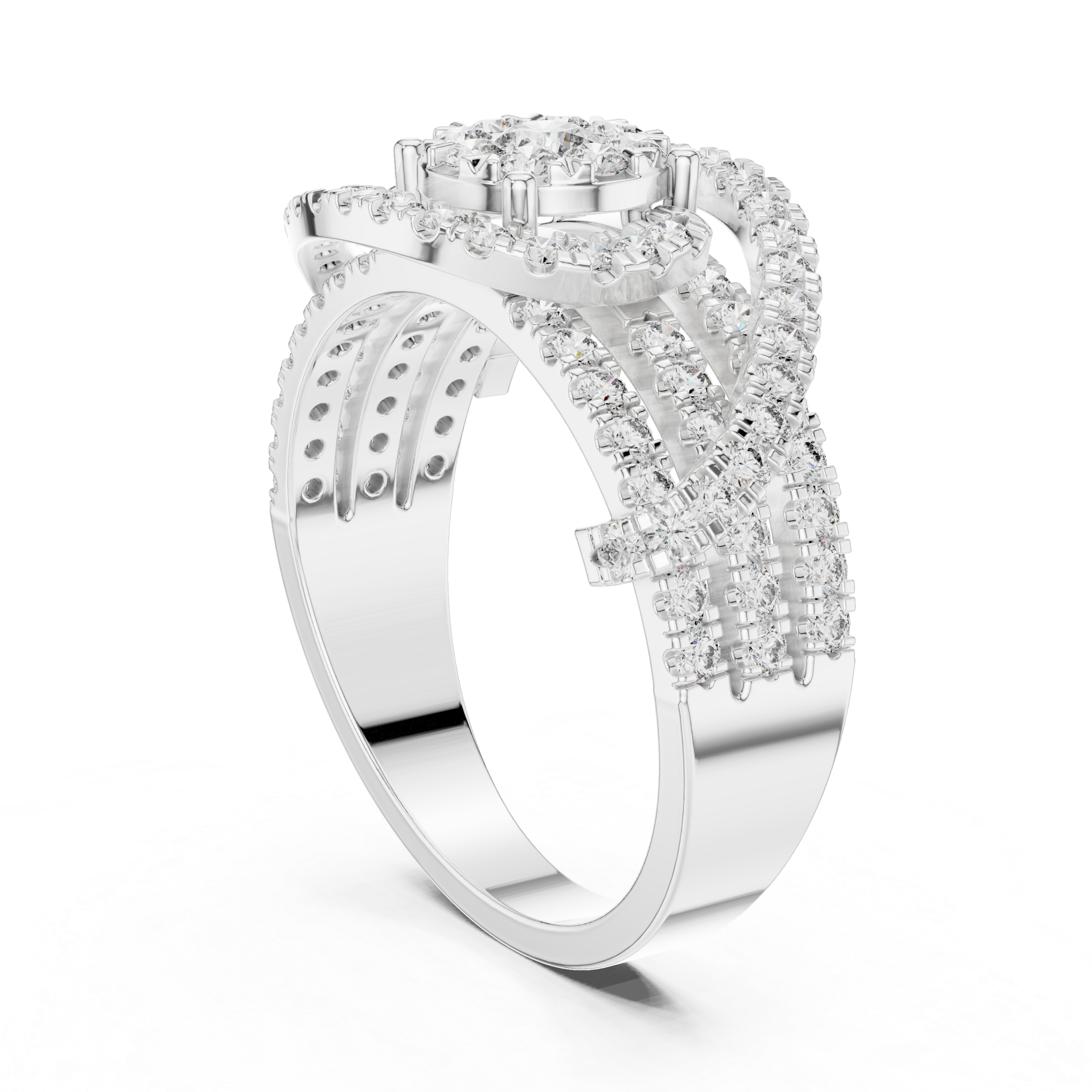 IGI Certified Multi-Layer Halo Lab-Grown Diamond Ring | Kiashaa Jewellery