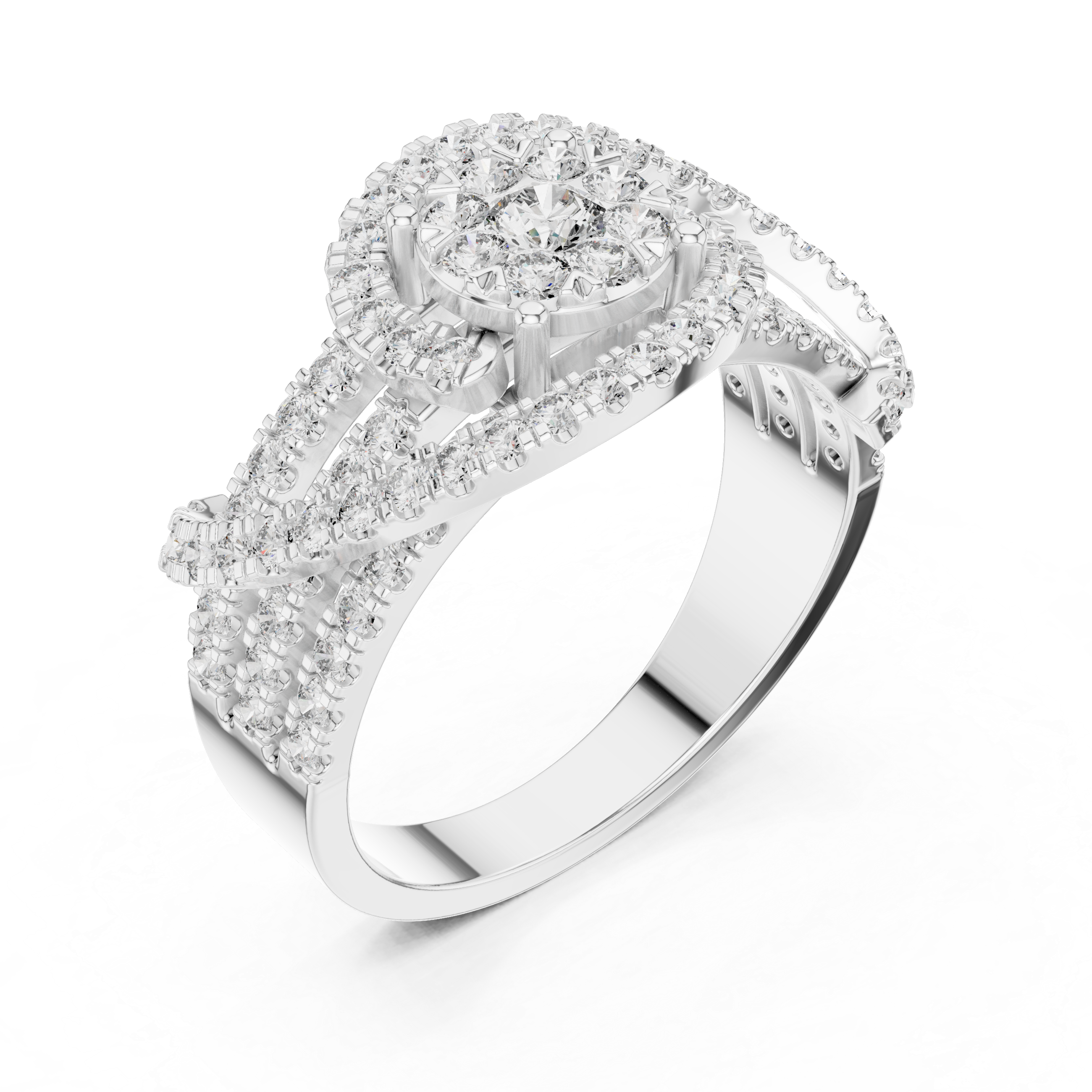 IGI Certified Multi-Layer Halo Lab-Grown Diamond Ring | Kiashaa Jewellery