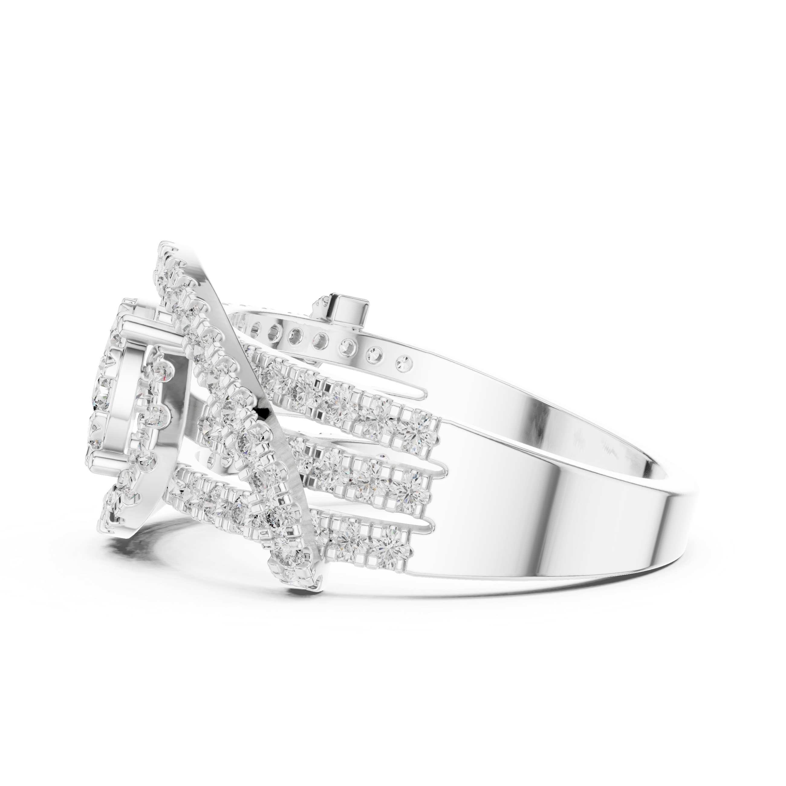 IGI Certified Multi-Layer Halo Lab-Grown Diamond Ring | Kiashaa Jewellery