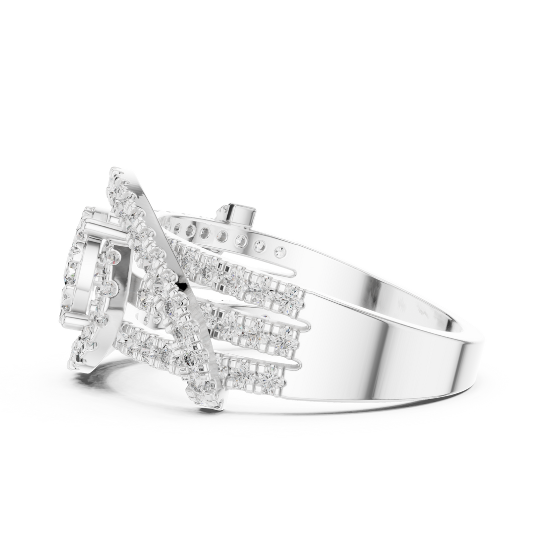 IGI Certified Multi-Layer Halo Lab-Grown Diamond Ring | Kiashaa Jewellery